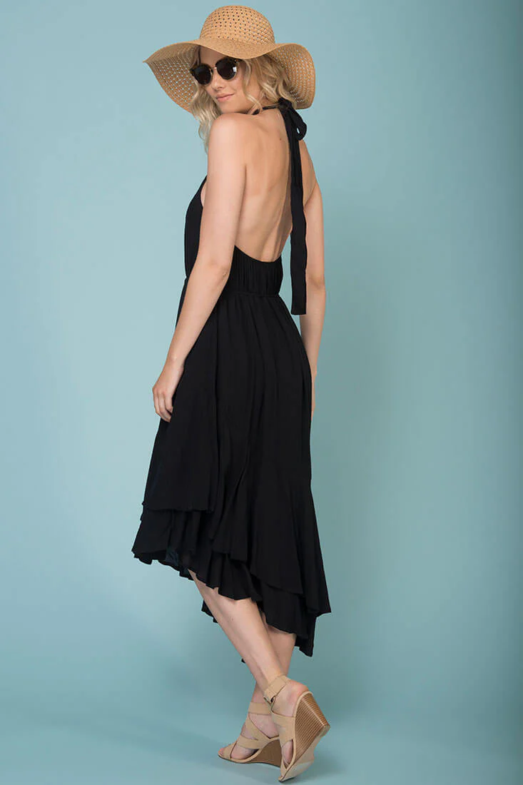 Myah Open Back Midi Dress Black - Image 4