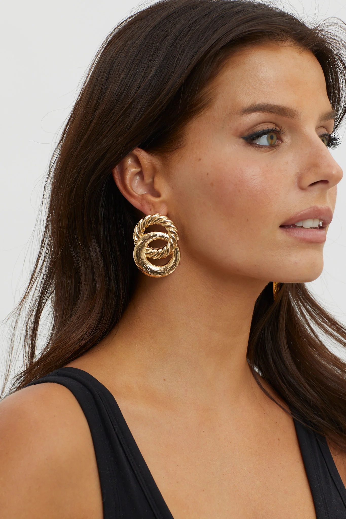 Myrah Large Double Circle Earrings Gold - Image 2