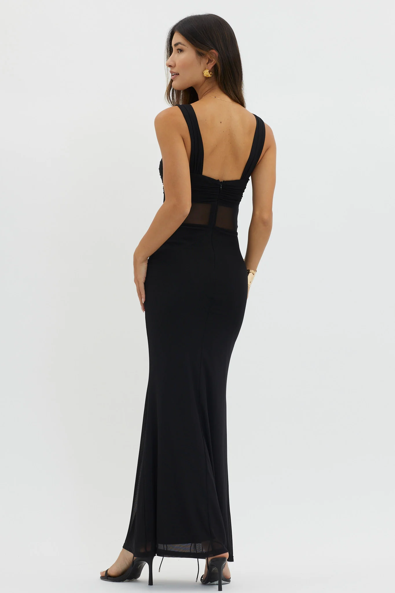 Nadia Sheer Waist Maxi Dress Black - Image 2