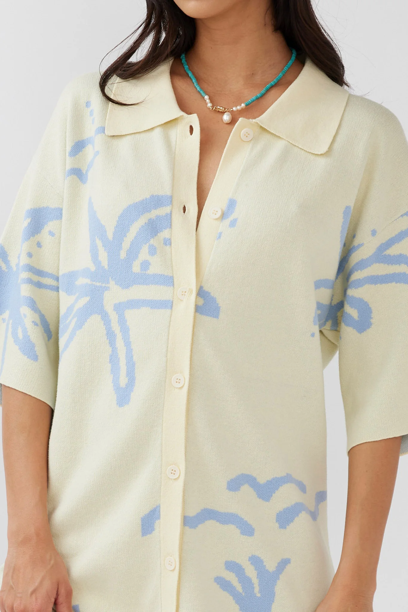 Nalani Button Up Knit Dress Lemon/Baby Blue - Image 4