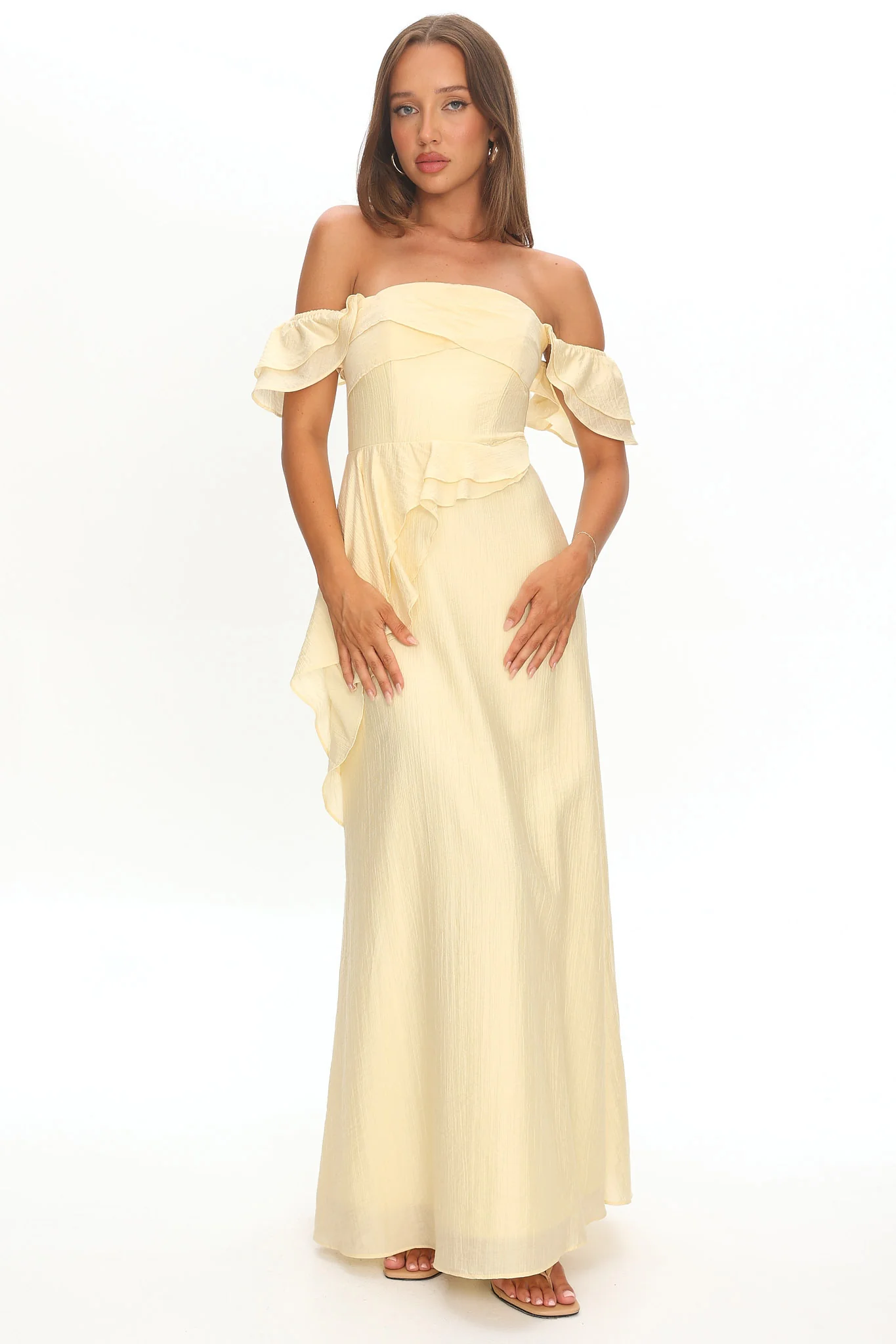 Natale Off-Shoulder Ruffle Maxi Dress Butter - Image 2