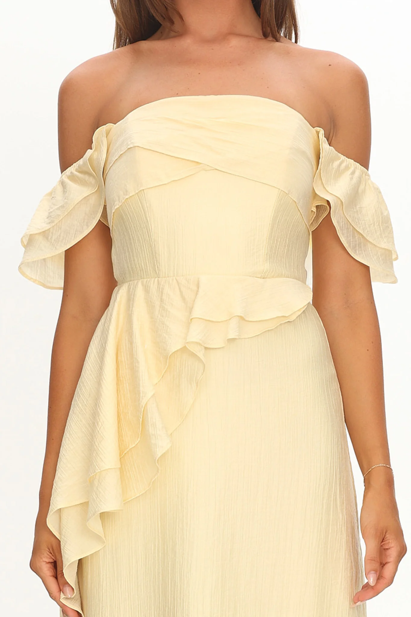 Natale Off-Shoulder Ruffle Maxi Dress Butter - Image 4