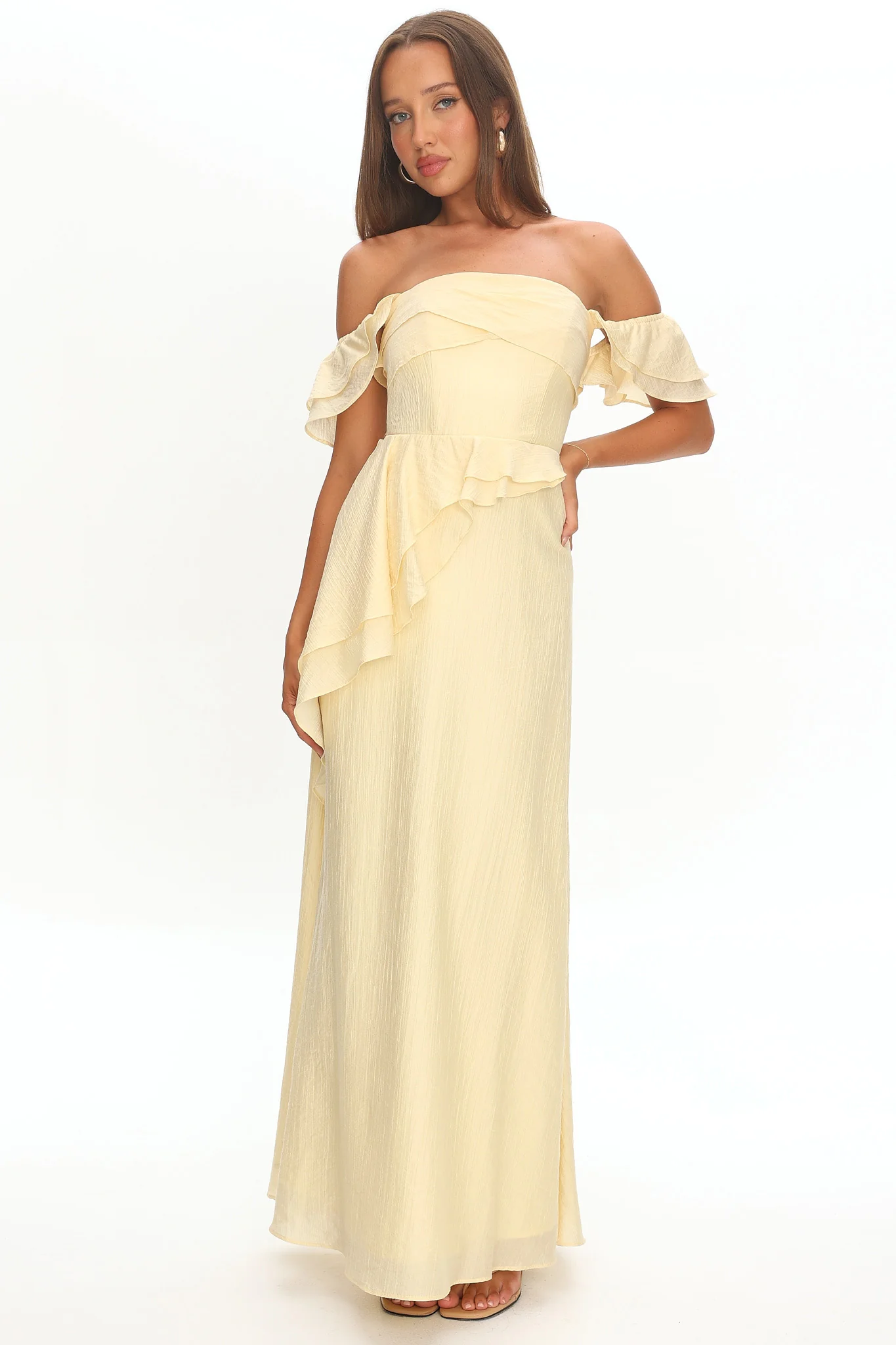 Natale Off-Shoulder Ruffle Maxi Dress Butter - Image 5
