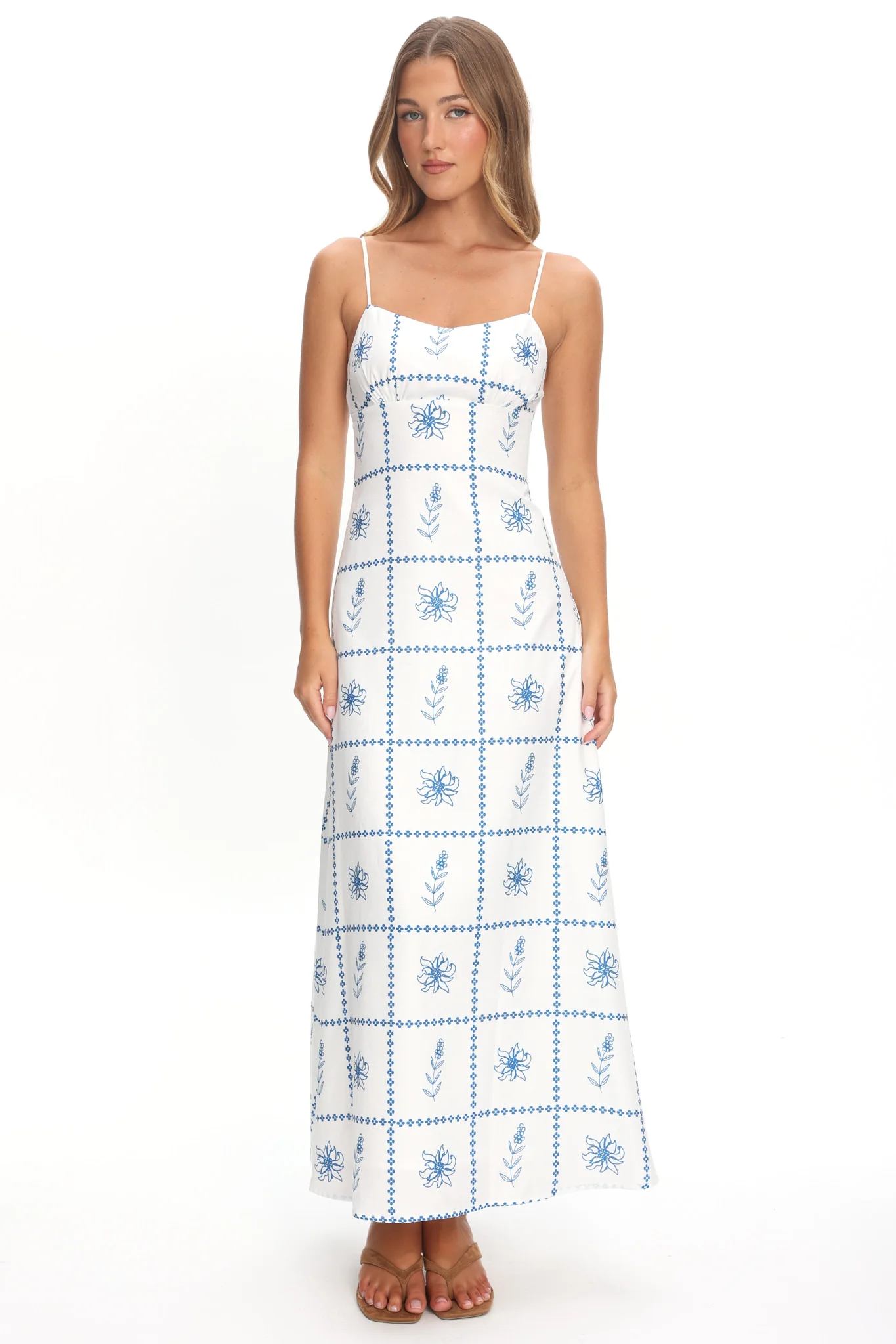Naysha Cami Strap Maxi Dress Floral White - Image 5