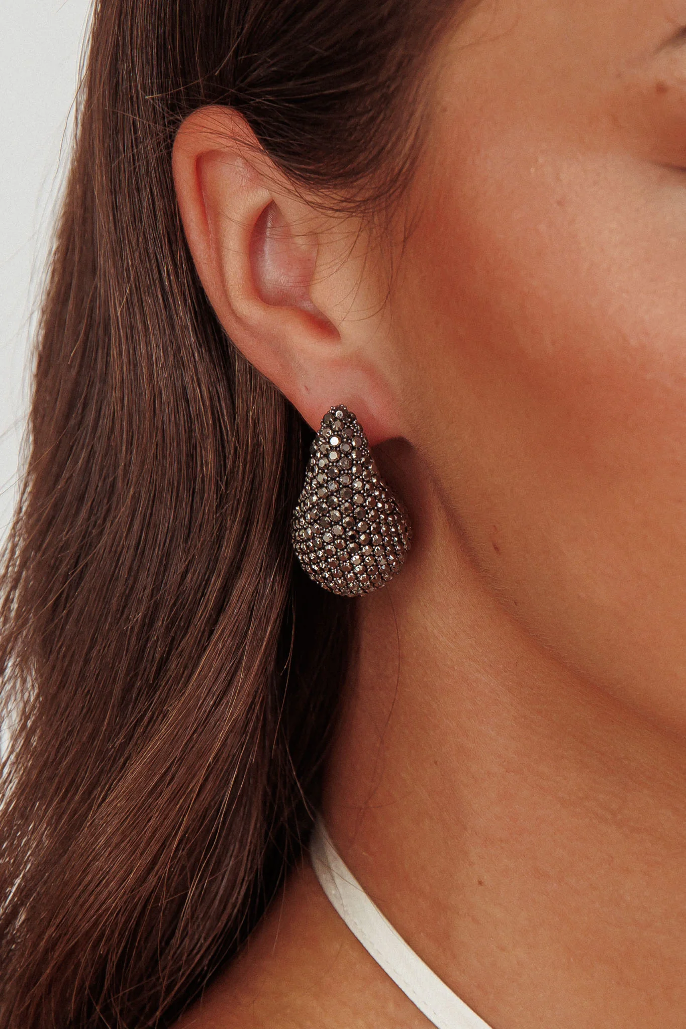 Nebula Pave Teardrop Earrings Black Diamante - Image 3