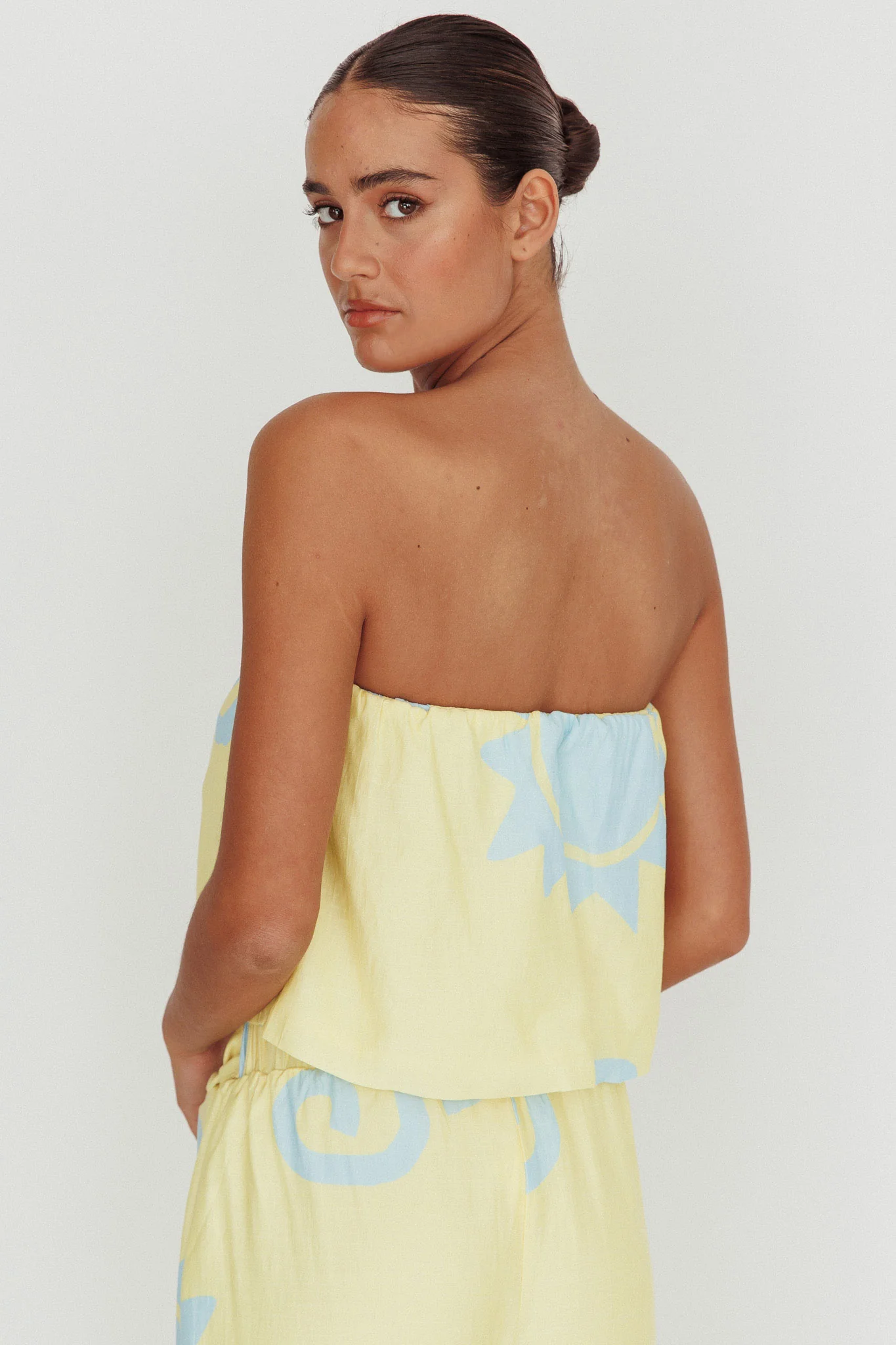 Nectar Sun Print Strapless Top Yellow - Image 3