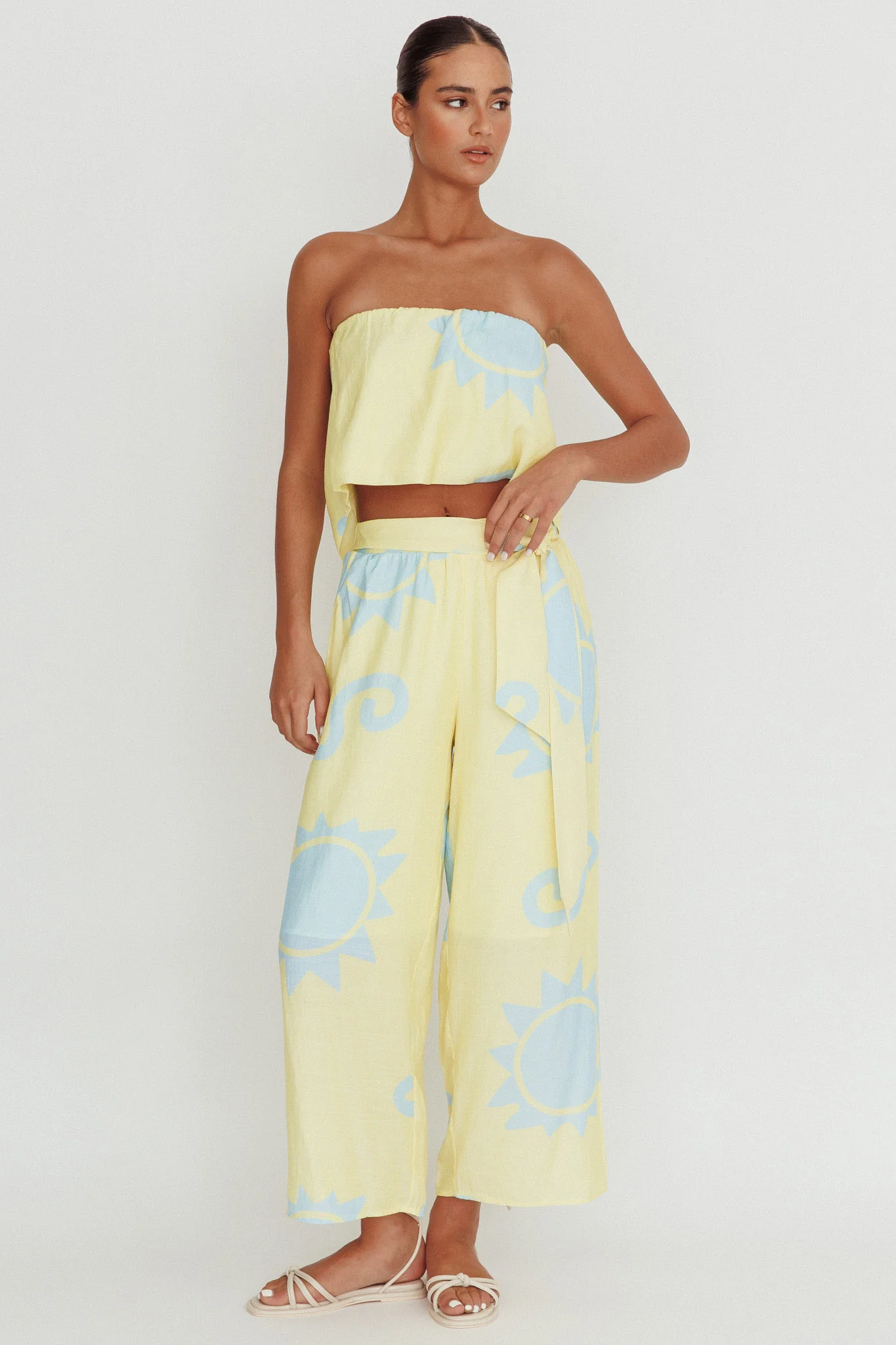 Nectar Sun Print Strapless Top Yellow - Image 4