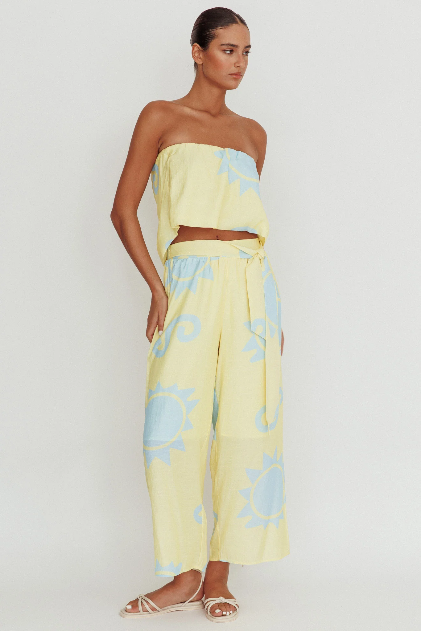 Nectar Sun Print Wide Leg Pants Yellow - Image 2