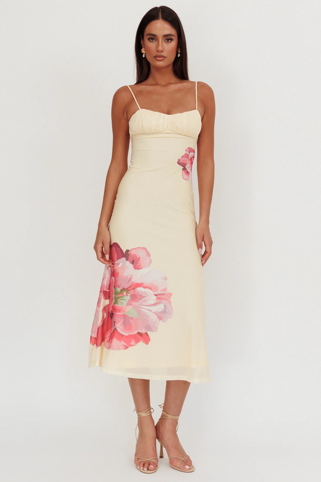 Nerida Gathered Bust Maxi Dress Flowers Yellow - Image 5