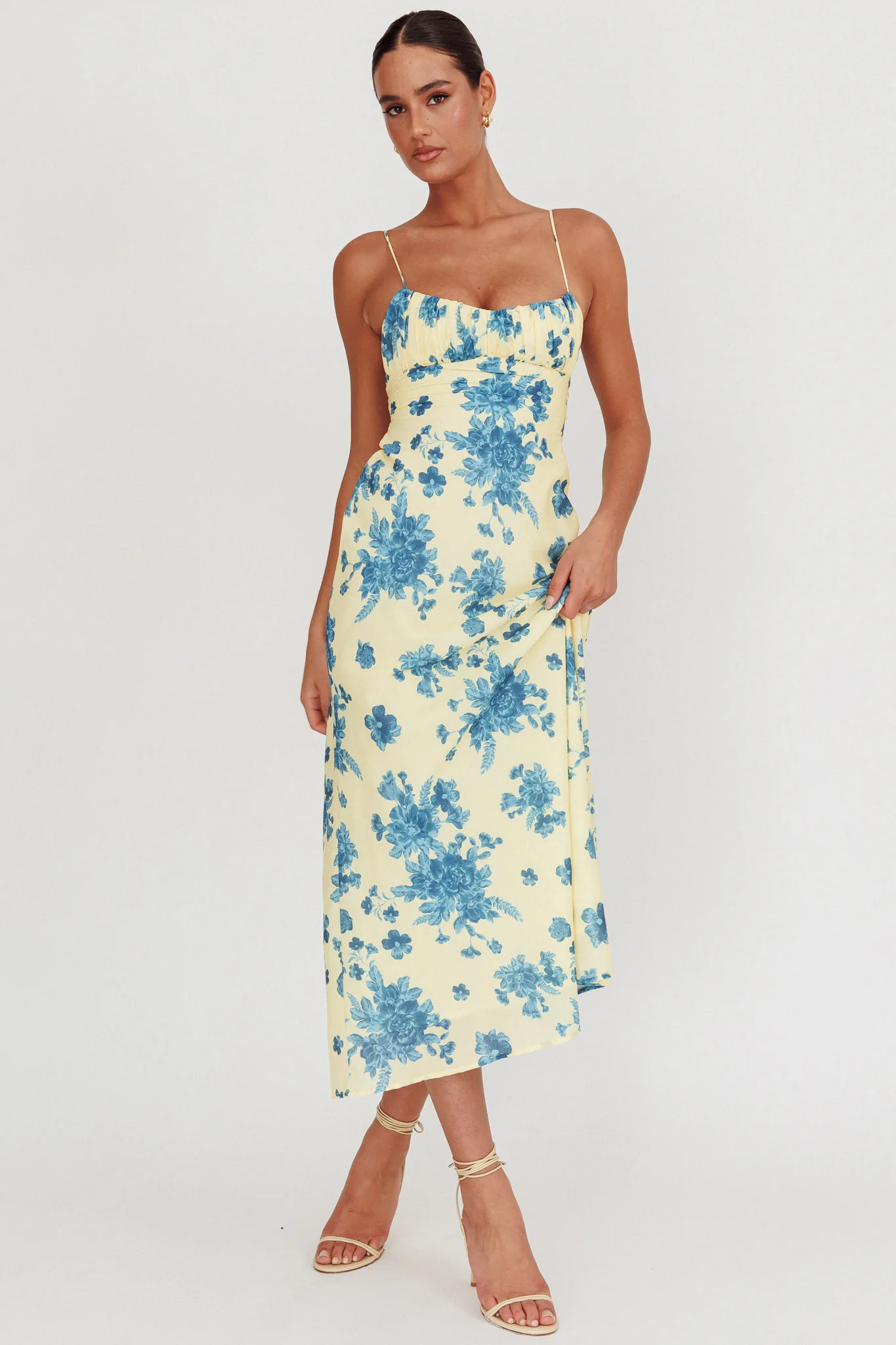 Nerida Low Back Twist Floral Maxi Dress Yellow - Image 5
