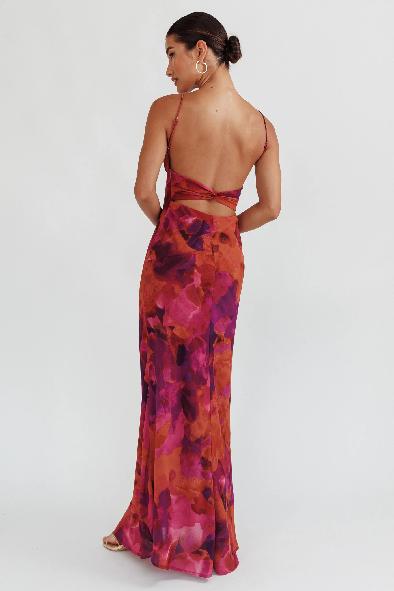 Nerida Low Back Twist Maxi Dress Dark Rose - Image 2