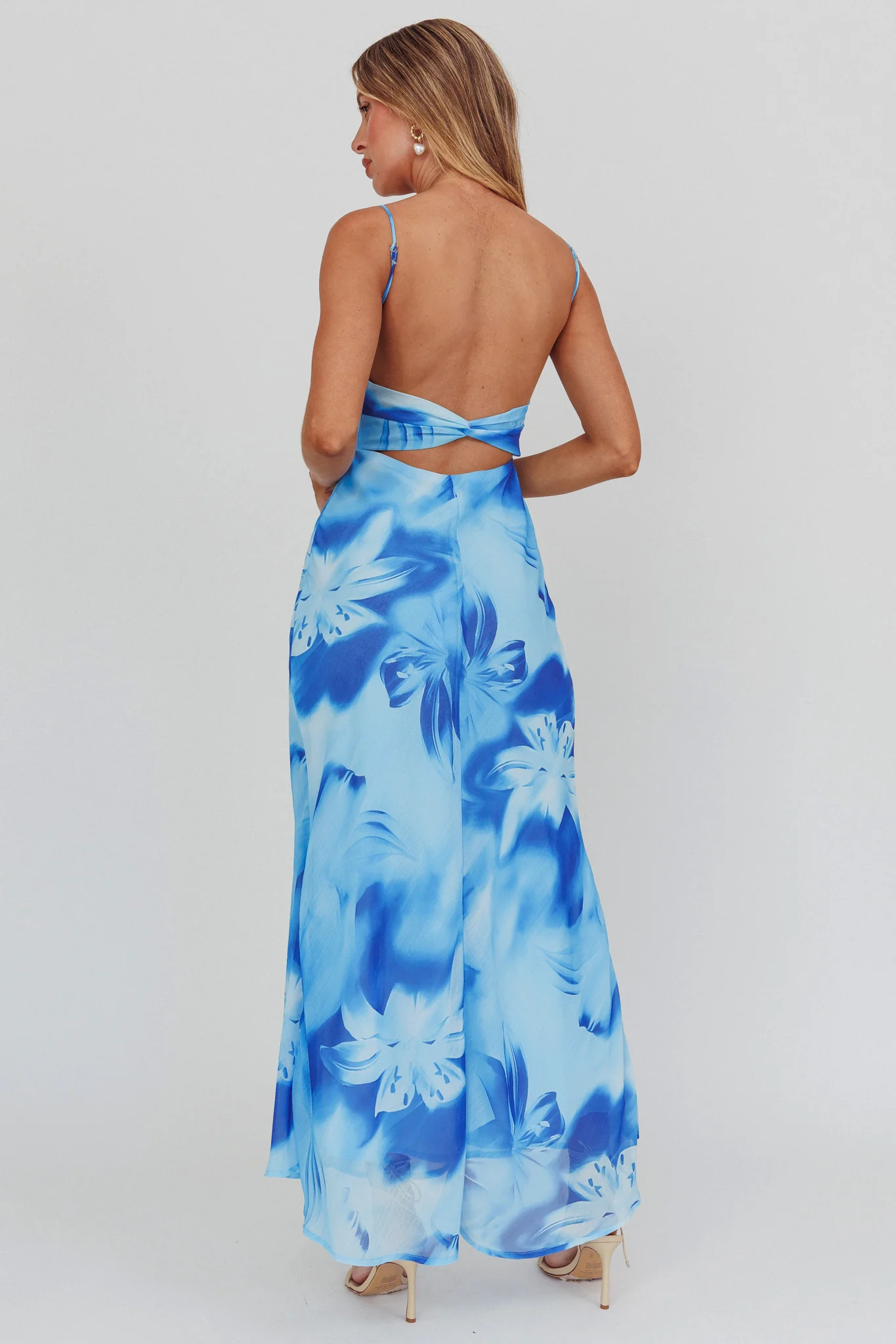 Nerida Low Back Twist Maxi Dress Lily Blue - Image 2