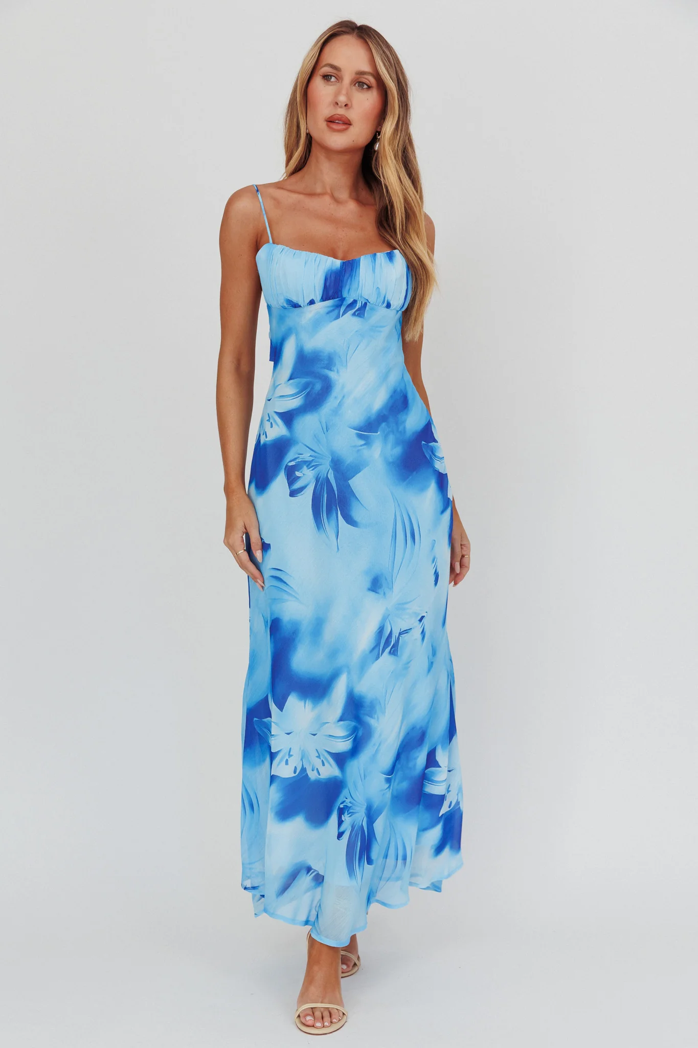 Nerida Low Back Twist Maxi Dress Lily Blue - Image 3