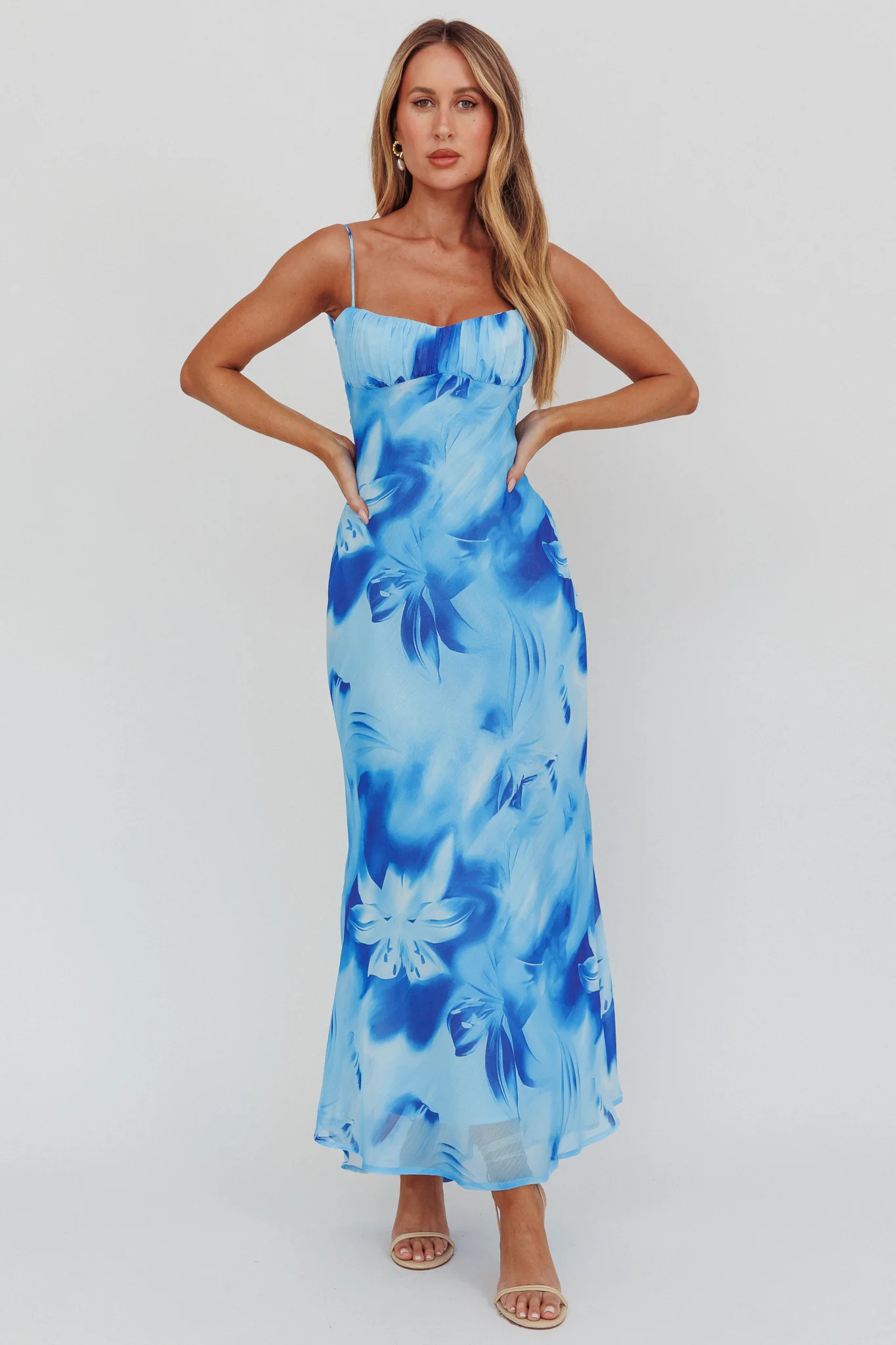 Nerida Low Back Twist Maxi Dress Lily Blue - Image 5