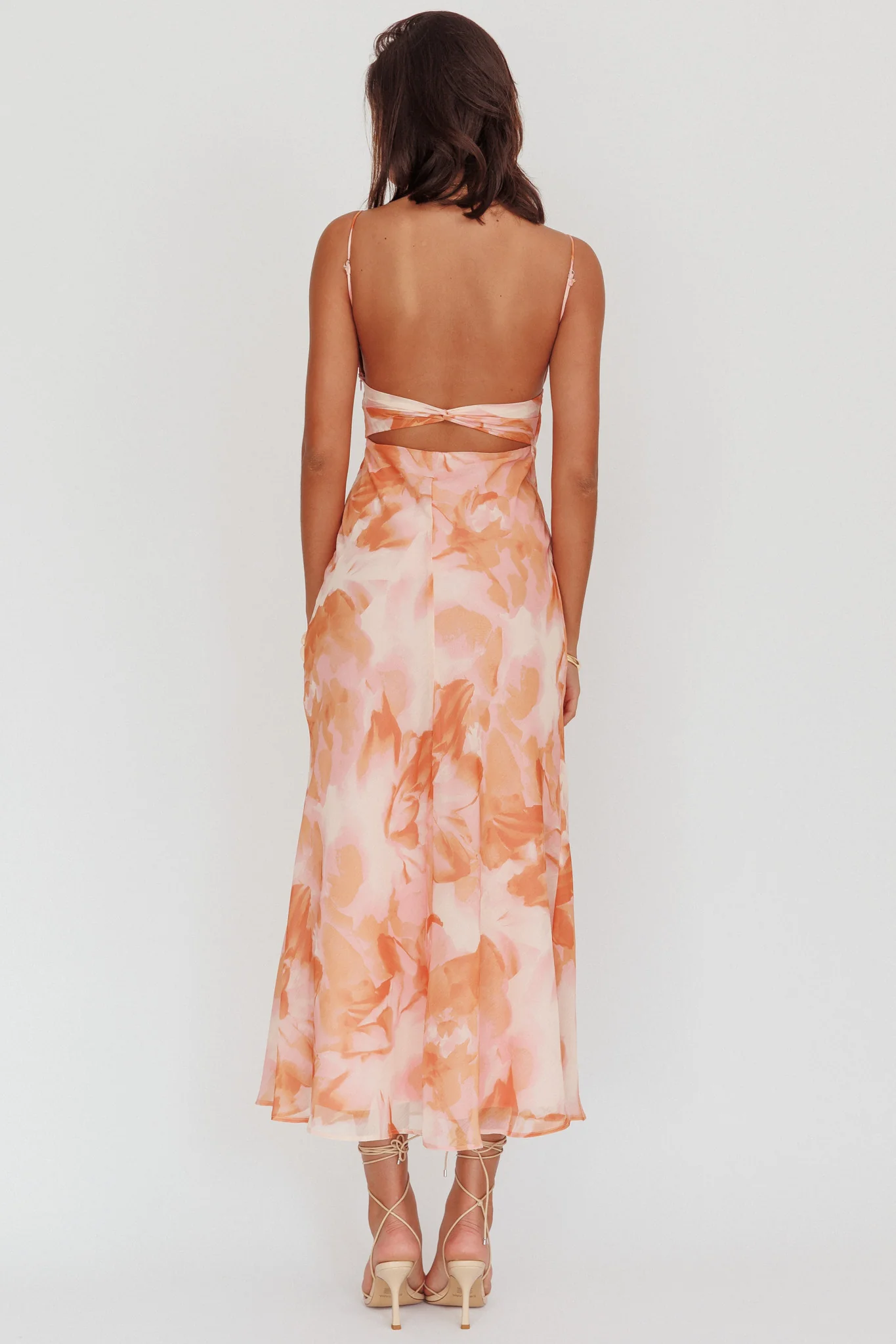 Nerida Low Back Twist Maxi Dress Orange - Image 2