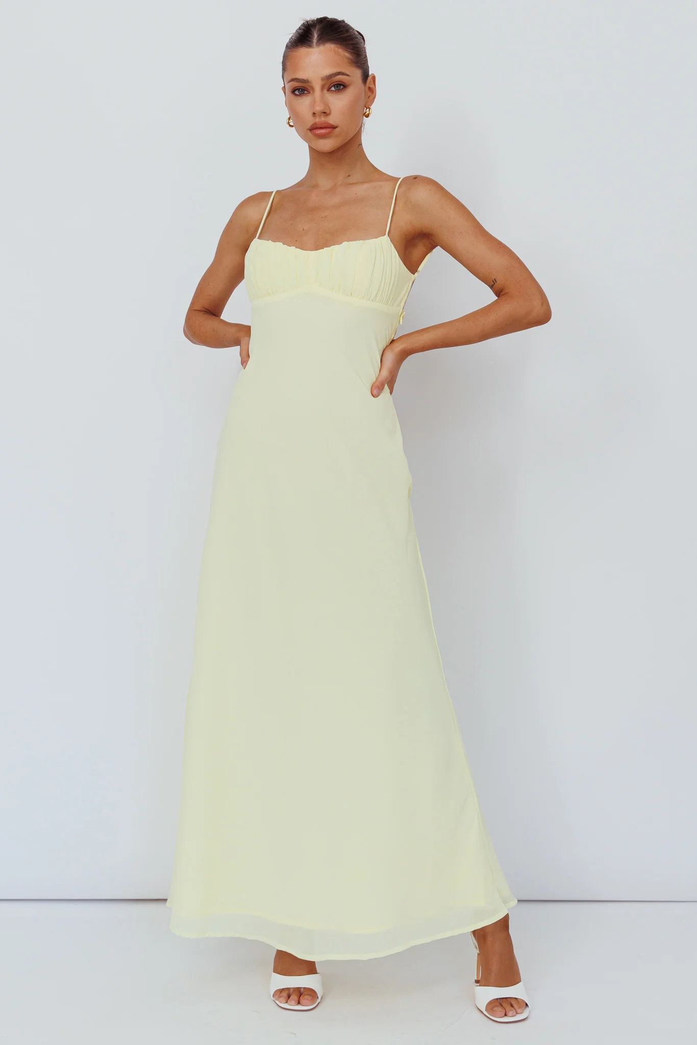 Nerida Twist Back Maxi Dress Lemon - Image 7