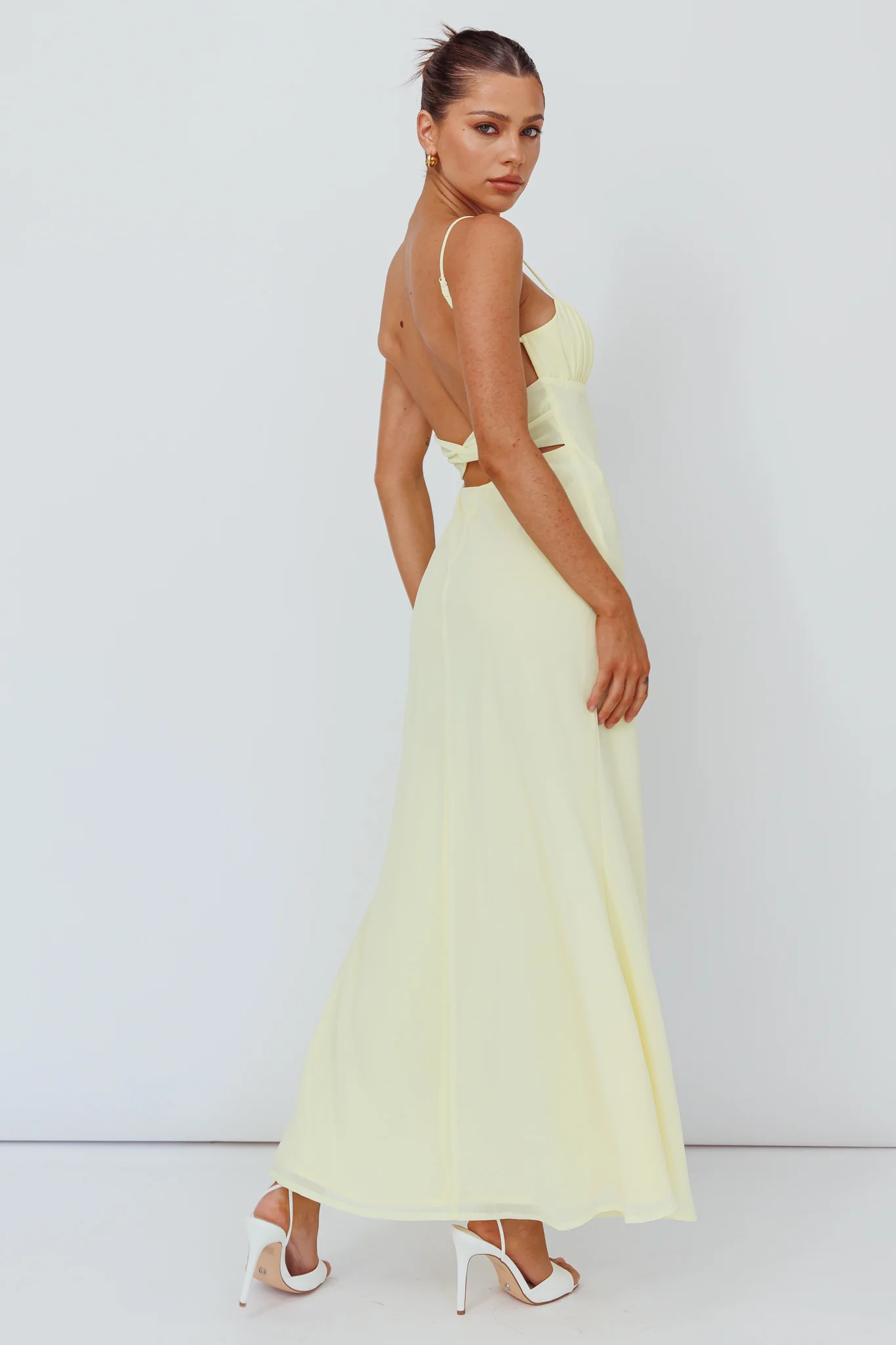 Nerida Twist Back Maxi Dress Lemon - Image 8