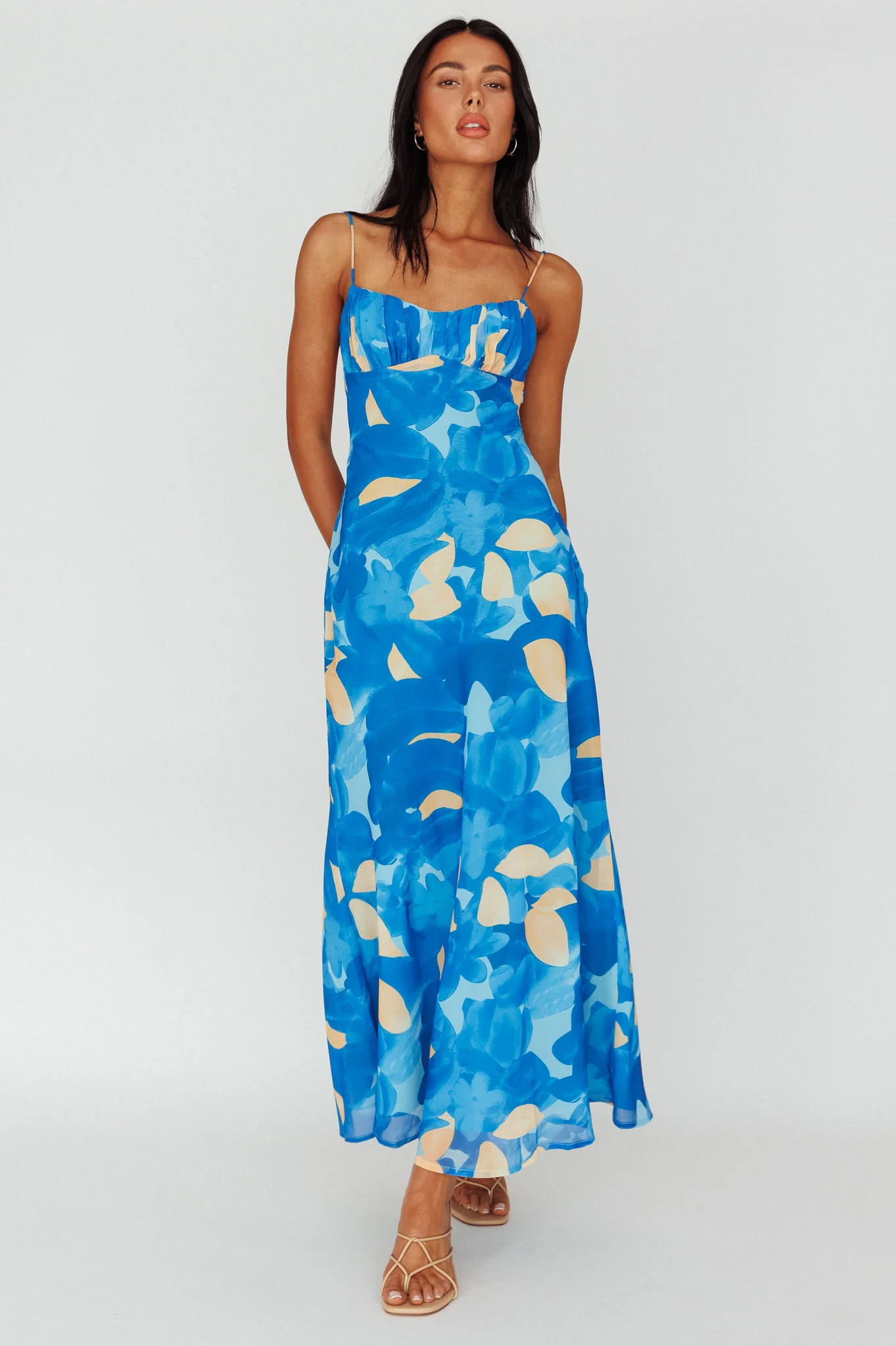 Nerida Twist Back Maxi Dress Print Blue - Image 6