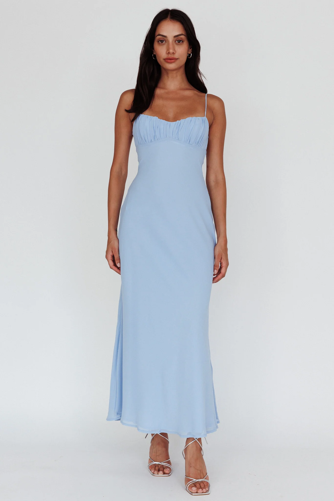 Nerida Twist Back Maxi Dress Steel Blue - Image 6