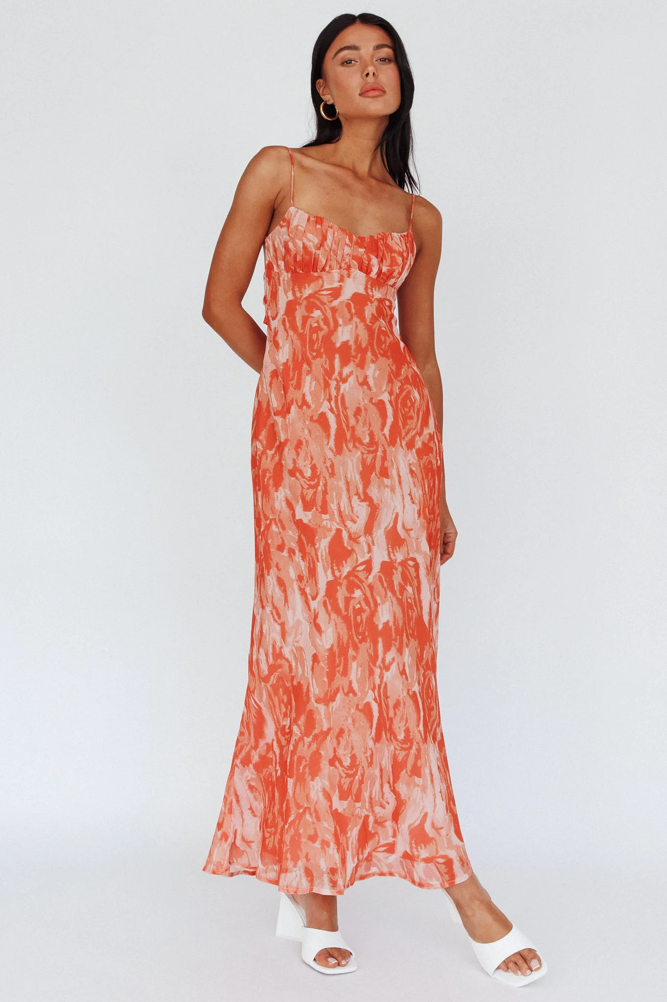 Nerida Twist Back Maxi Dress Swirl Orange - Image 3