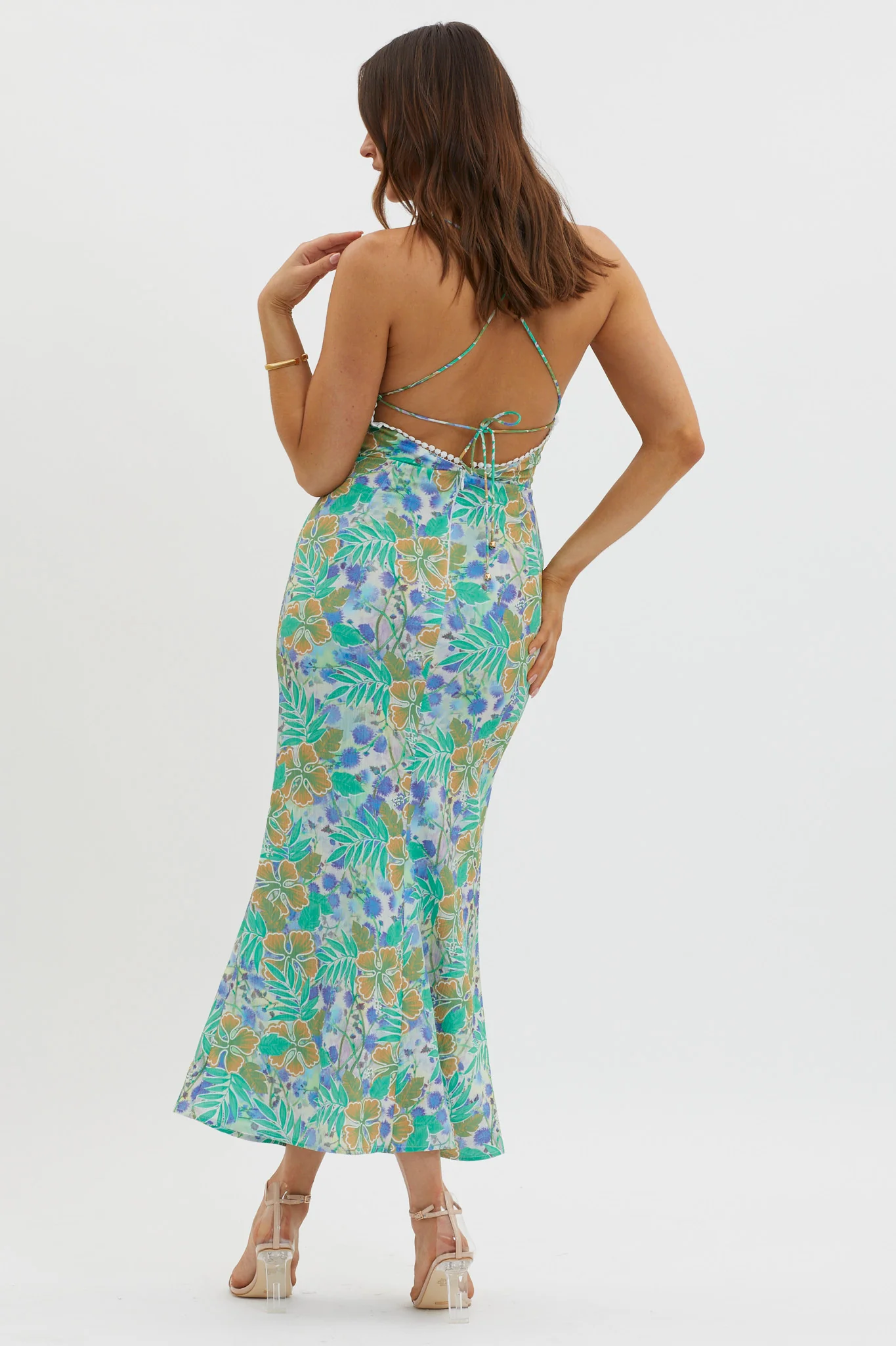 New Acquaintance Low Back Dress Floral Blue - Image 2