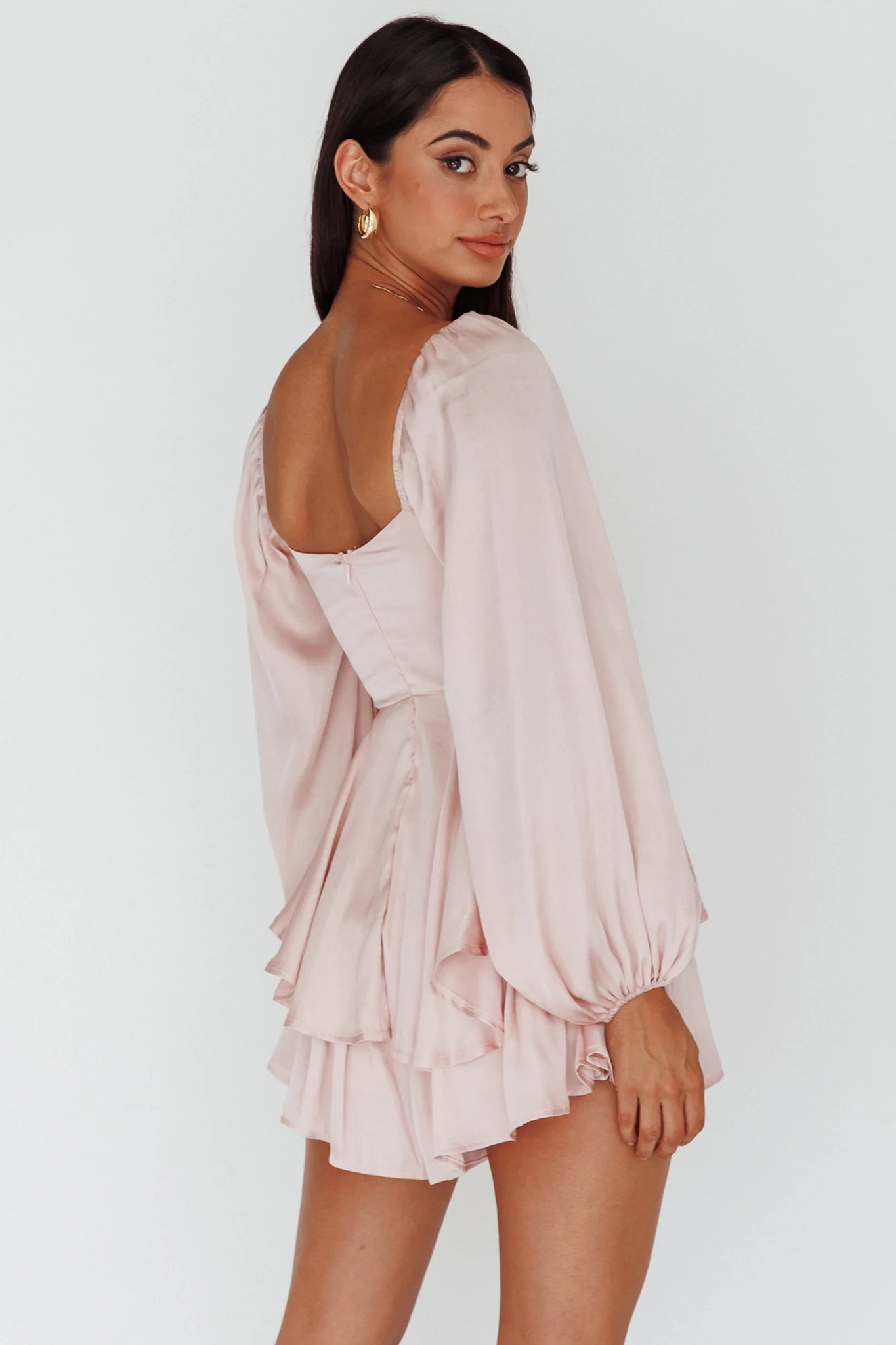 New Light Balloon Sleeve Romper Blush - Image 2