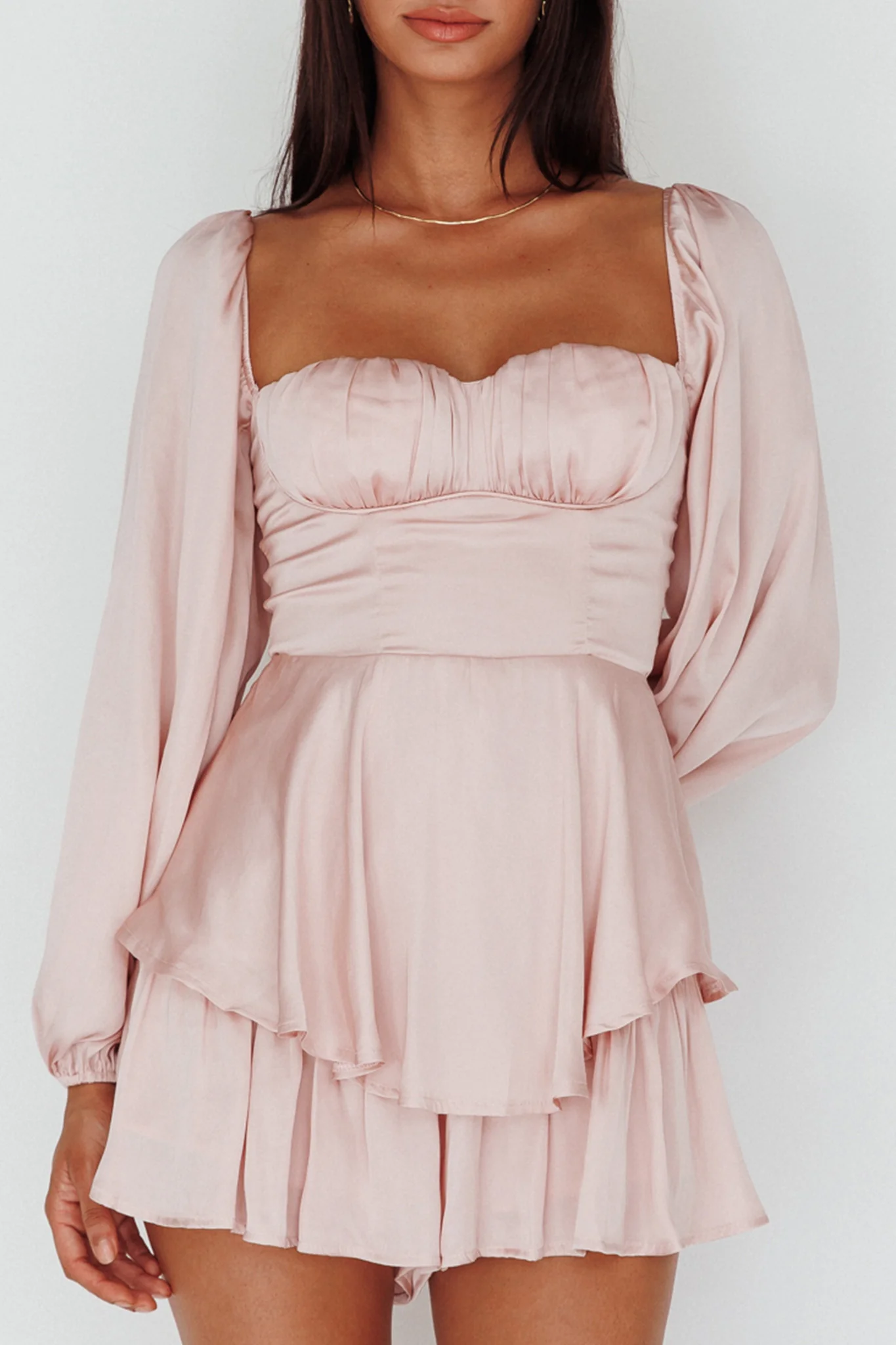 New Light Balloon Sleeve Romper Blush - Image 4