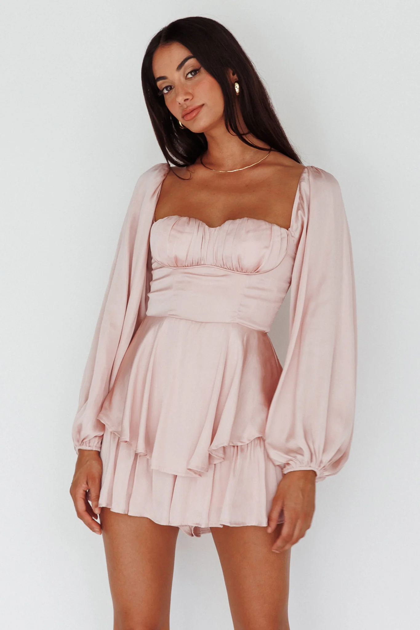 New Light Balloon Sleeve Romper Blush - Image 5