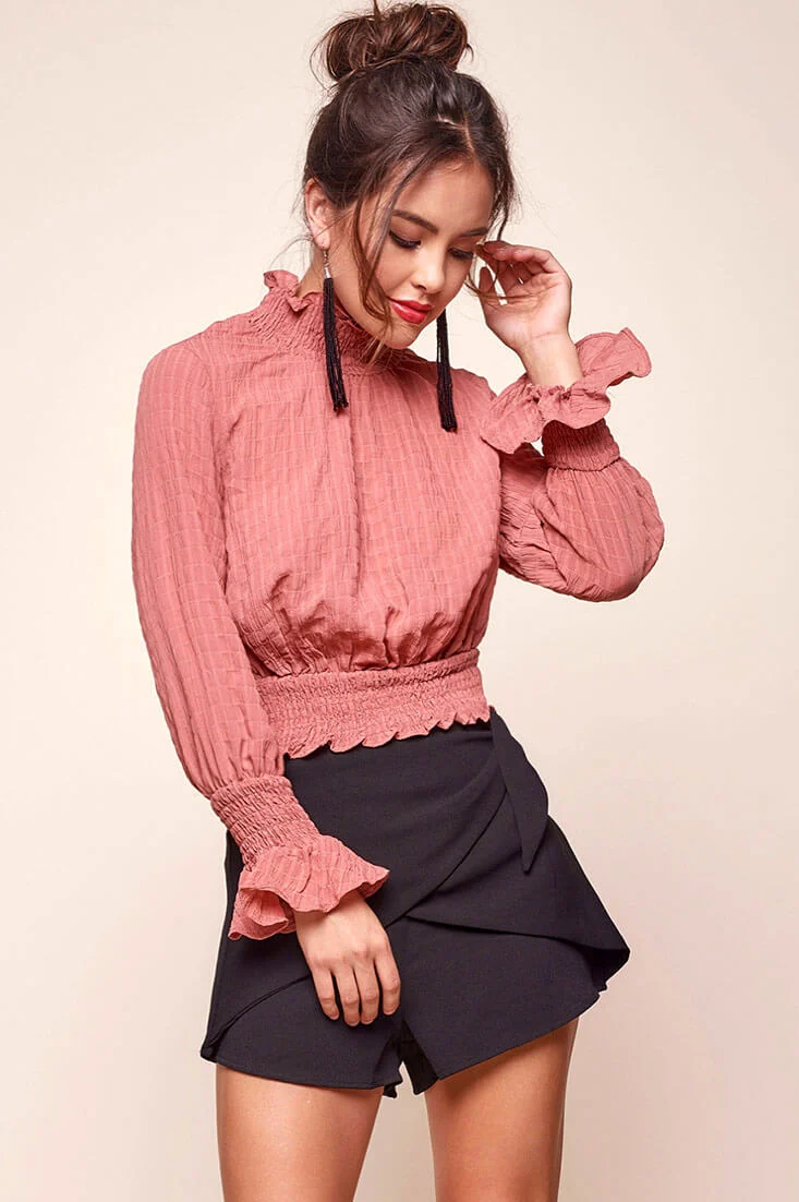 Nicole Cropped Puffy Top Rose - Image 2