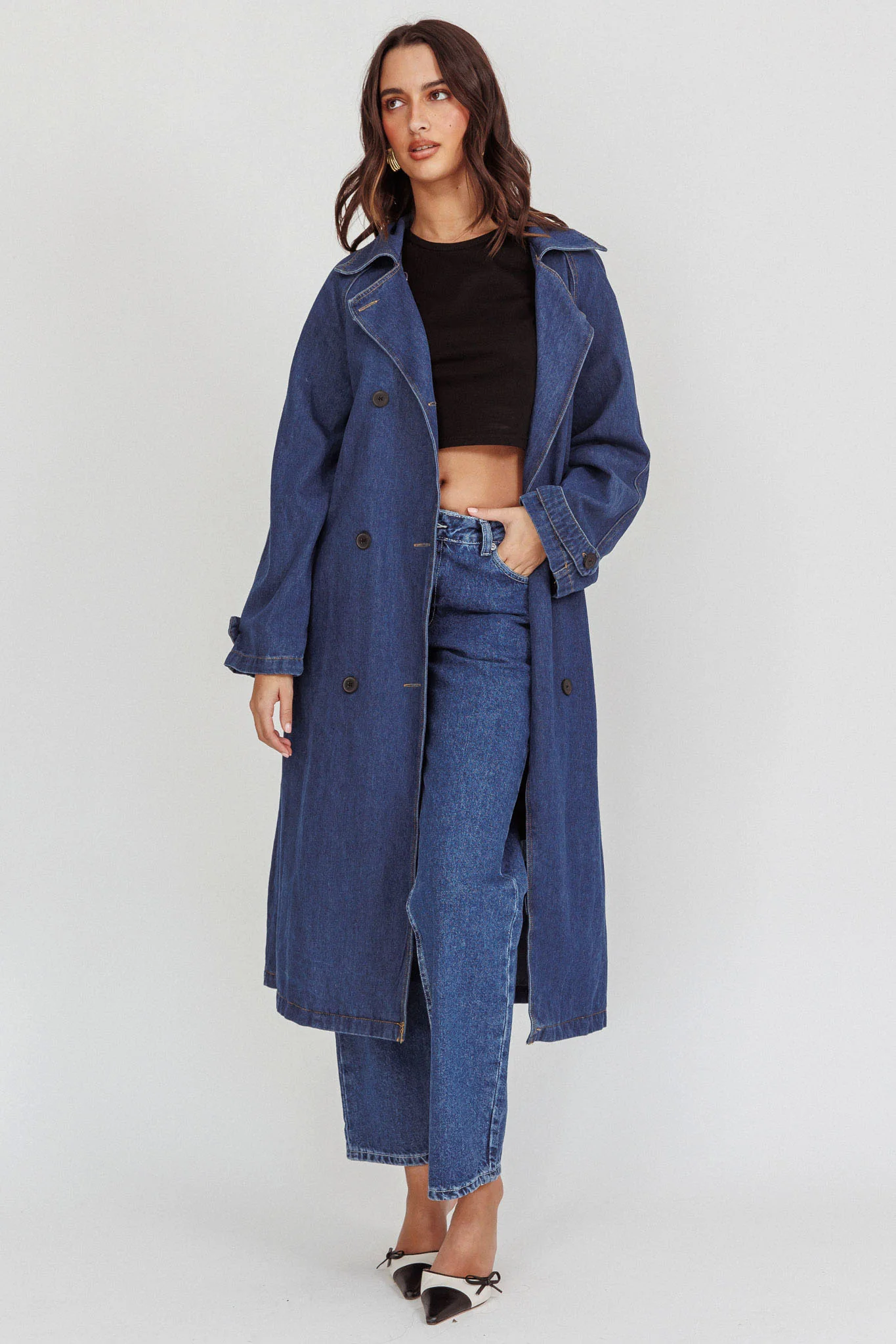 Nightshade Double Breasted Coat Denim - Image 3