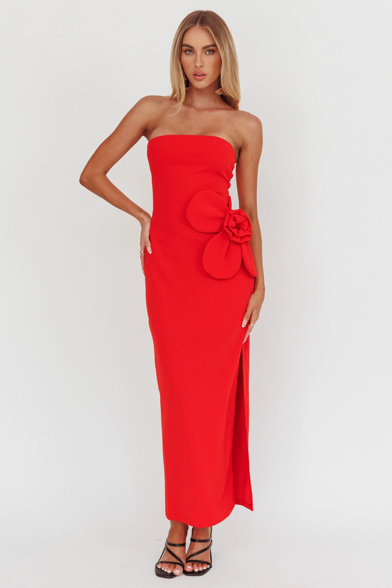 No Competition Oversized Flower Maxi Dress Red - Image 5