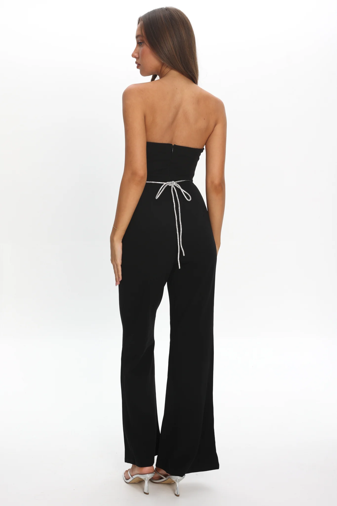 Nohemi Strapless Diamante Jumpsuit Black - Image 3