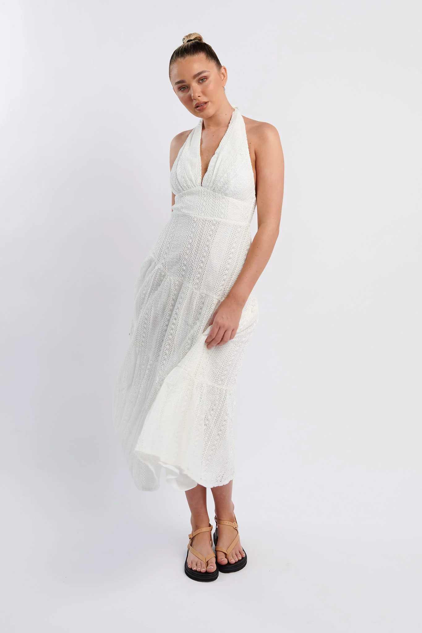 Nolita Halterneck Lace Overlay Maxi Dress White - Image 3