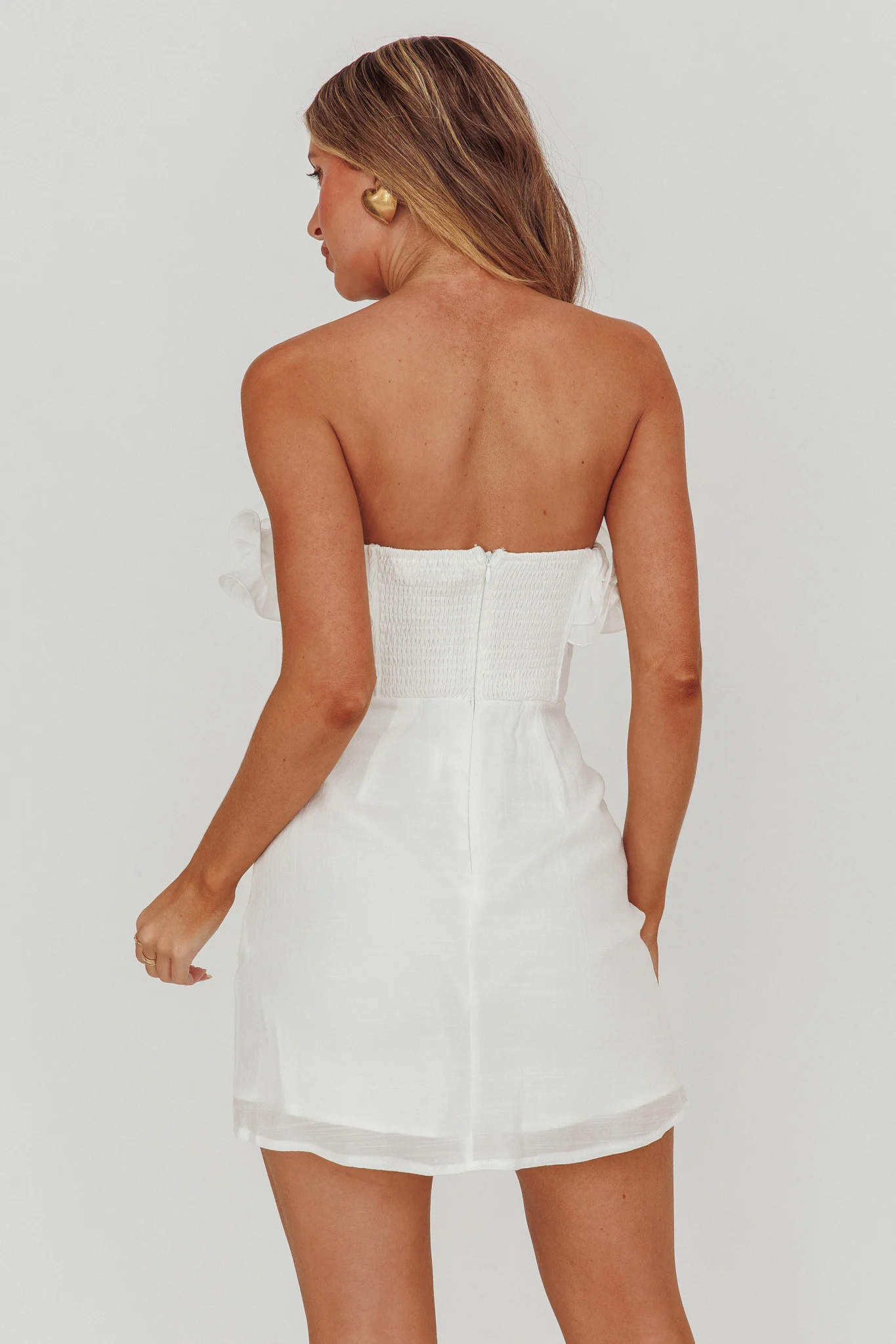 Norah Strapless Mini Dress White - Image 2