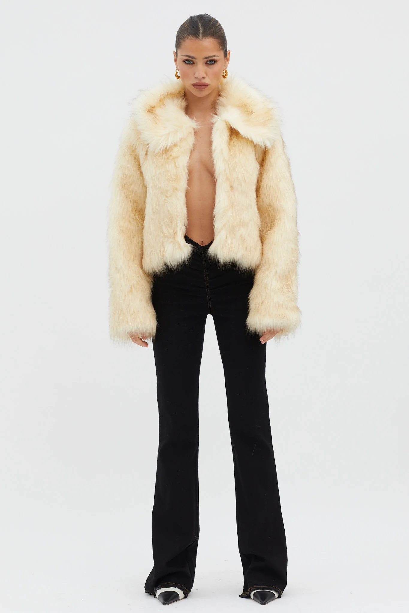 Nordic Faux Fur Collared Jacket Cream - Image 5