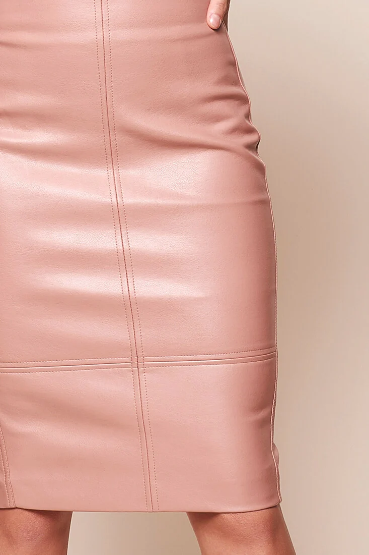 Noreiga Vegan Leather Mid-Length Skirt Blush - Image 6