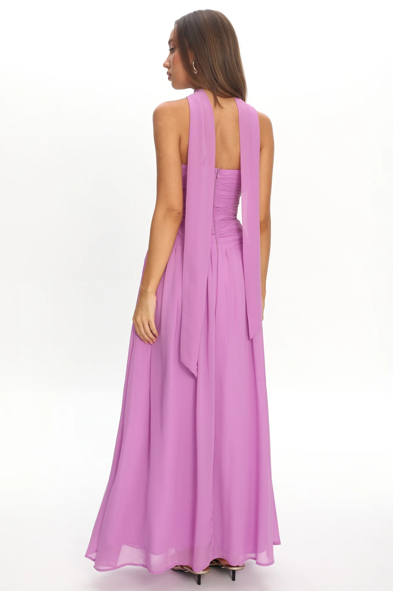 Novarra Twist Bust Strapless Maxi Dress Lilac - Image 4