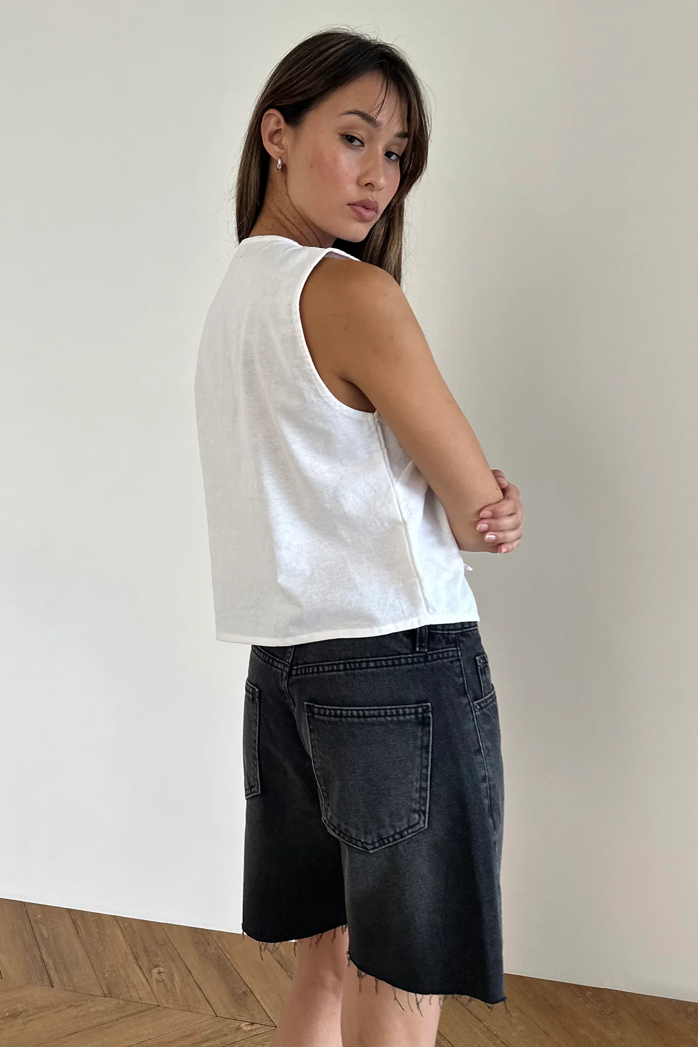 Nuvo Tie Front Vest Top White - Image 2