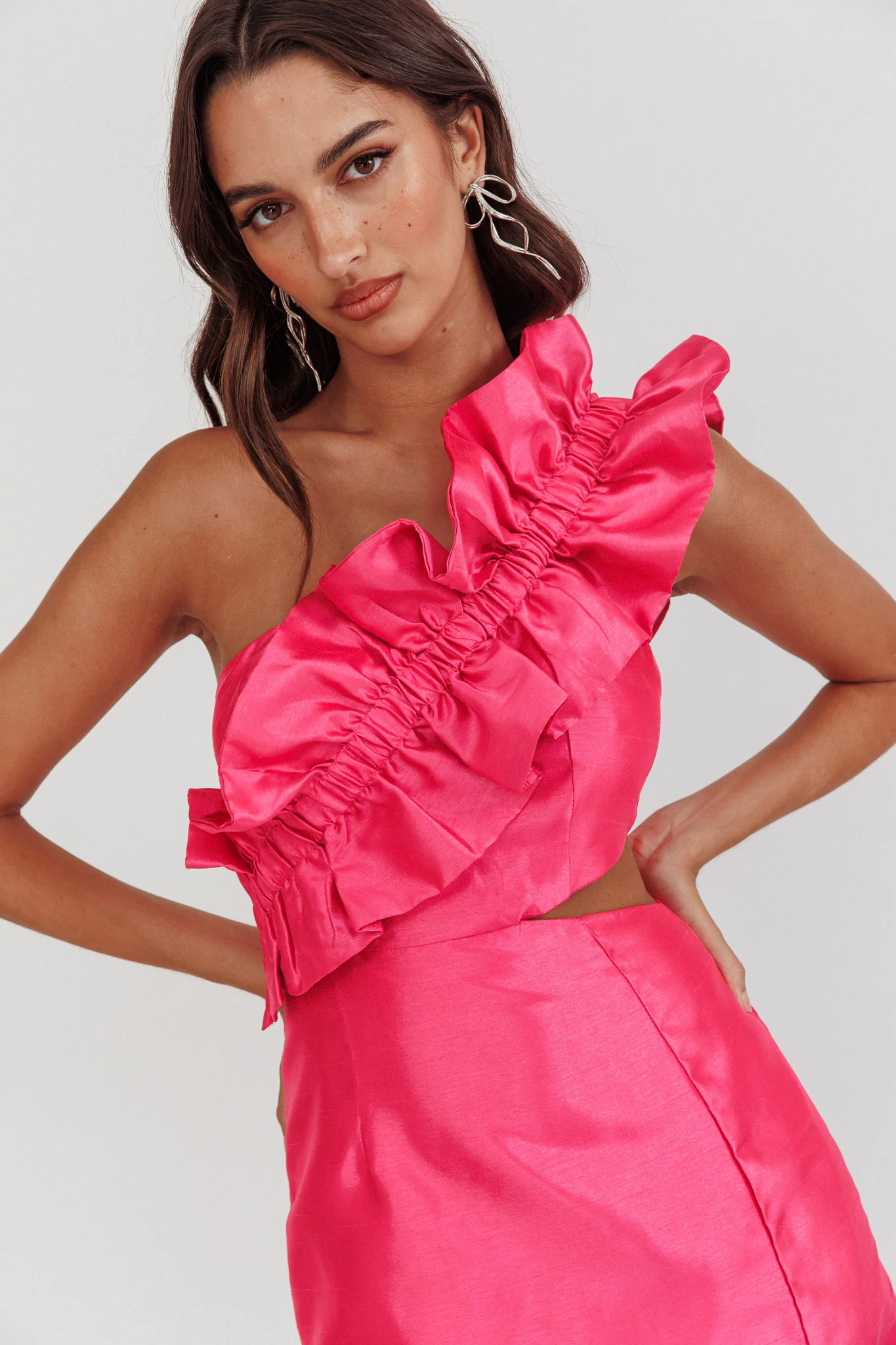 NY Moment Wide Ruffle Shoulder Mini Dress Pink - Image 2