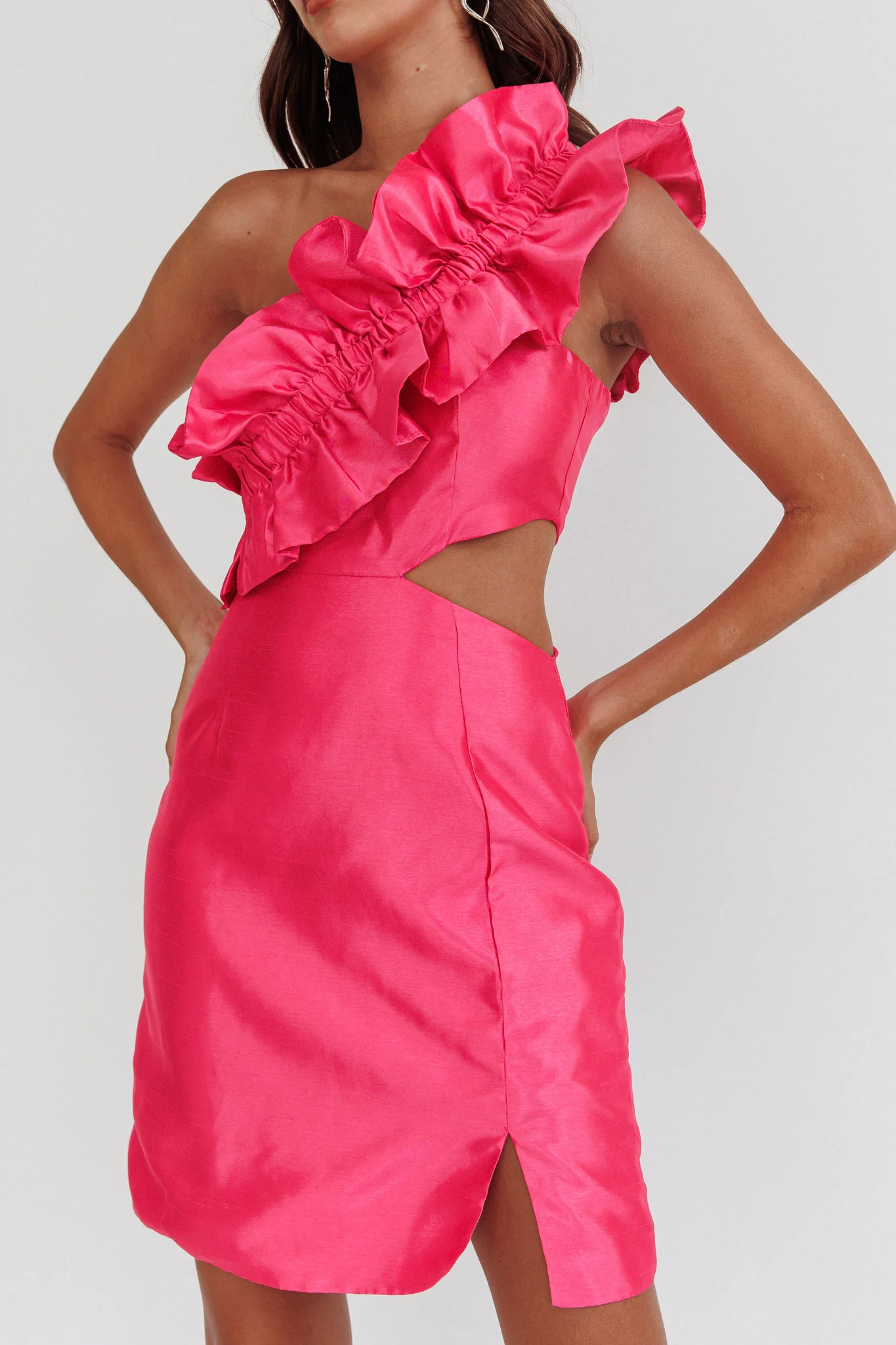 NY Moment Wide Ruffle Shoulder Mini Dress Pink - Image 5