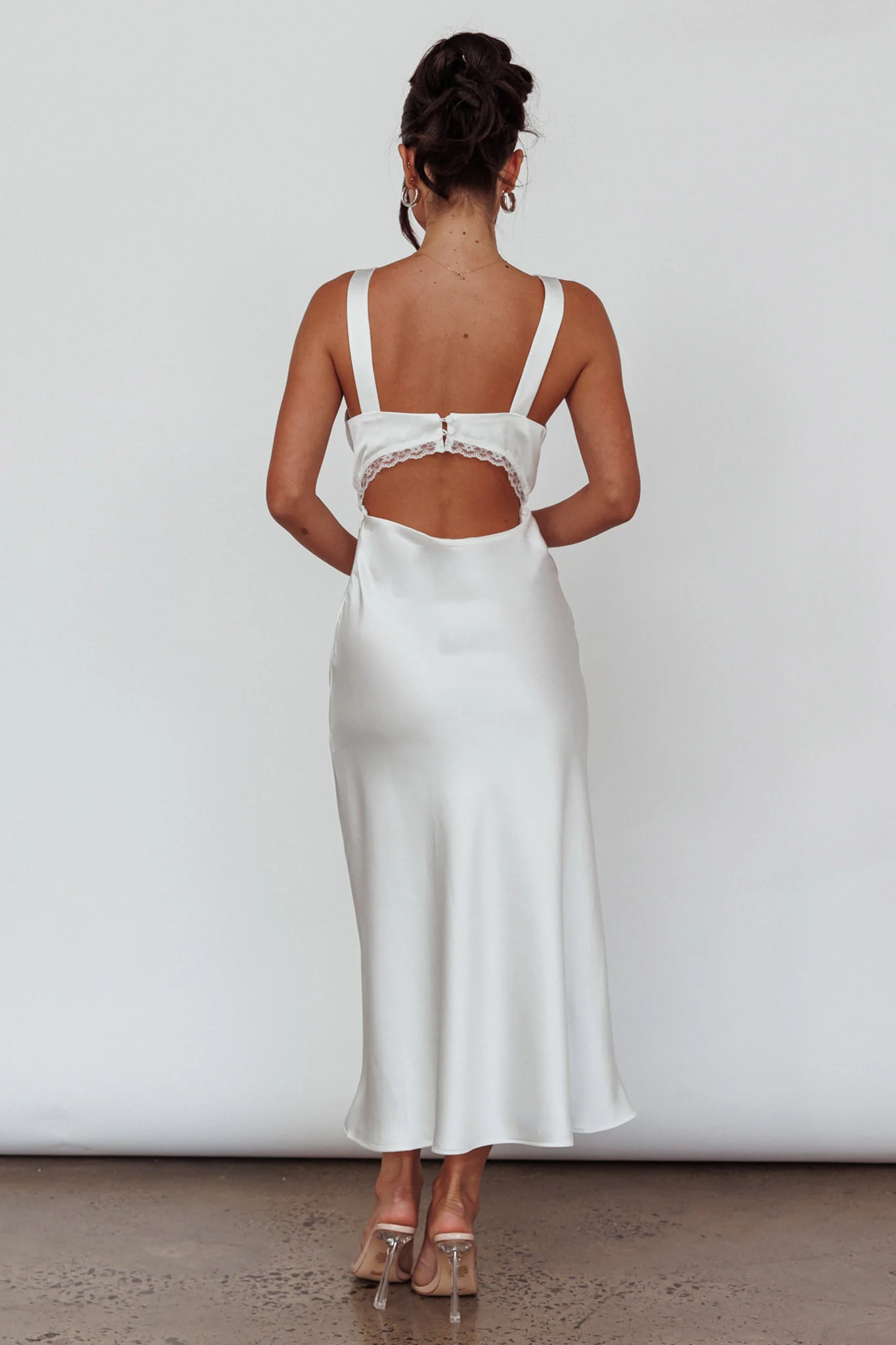 Nyah Lace Trim Midi Dress Off White - Image 3