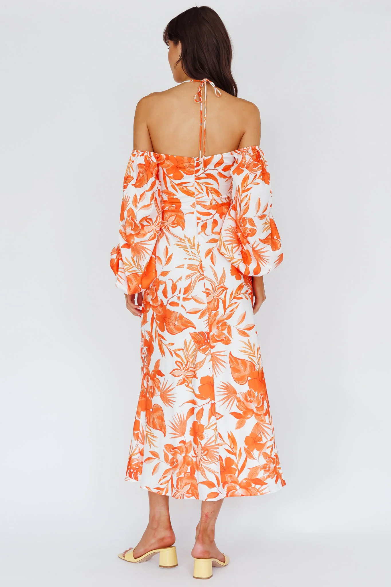 Nyree Long Sleeve Maxi Dress Tropical Orange - Image 2