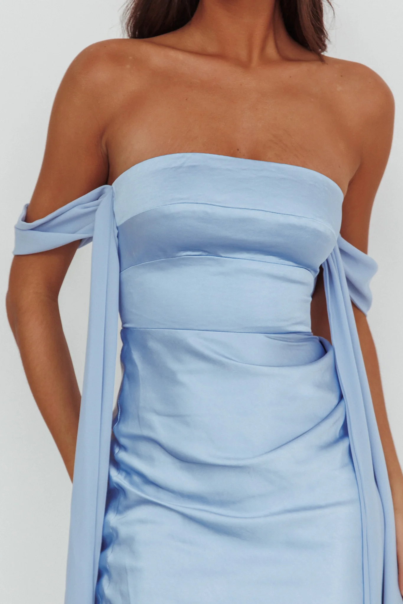 Odayah Draped Sleeve Maxi Dress Blue - Image 3