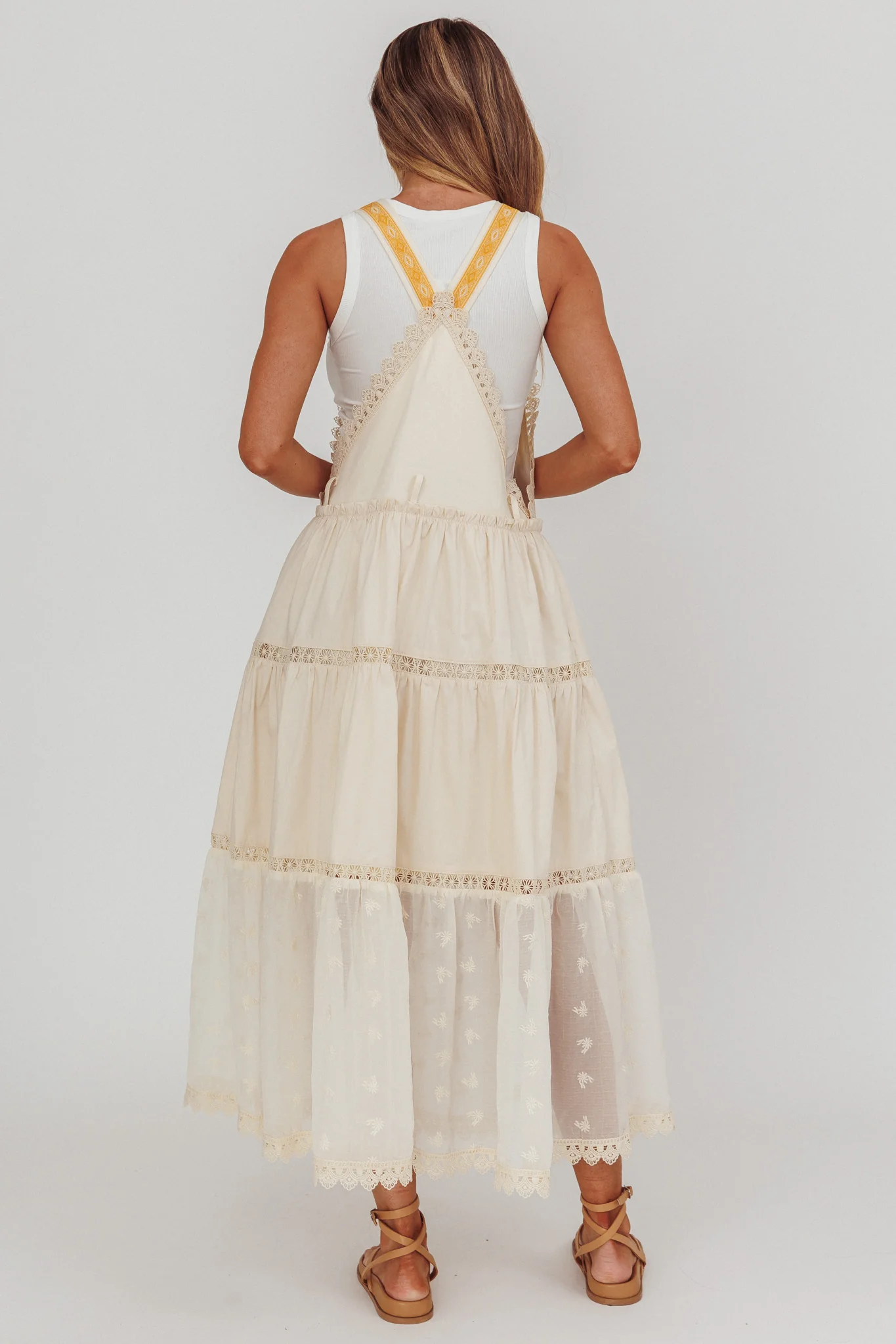 Odeyah Lace Trim Overall Dress Champagne - Image 2
