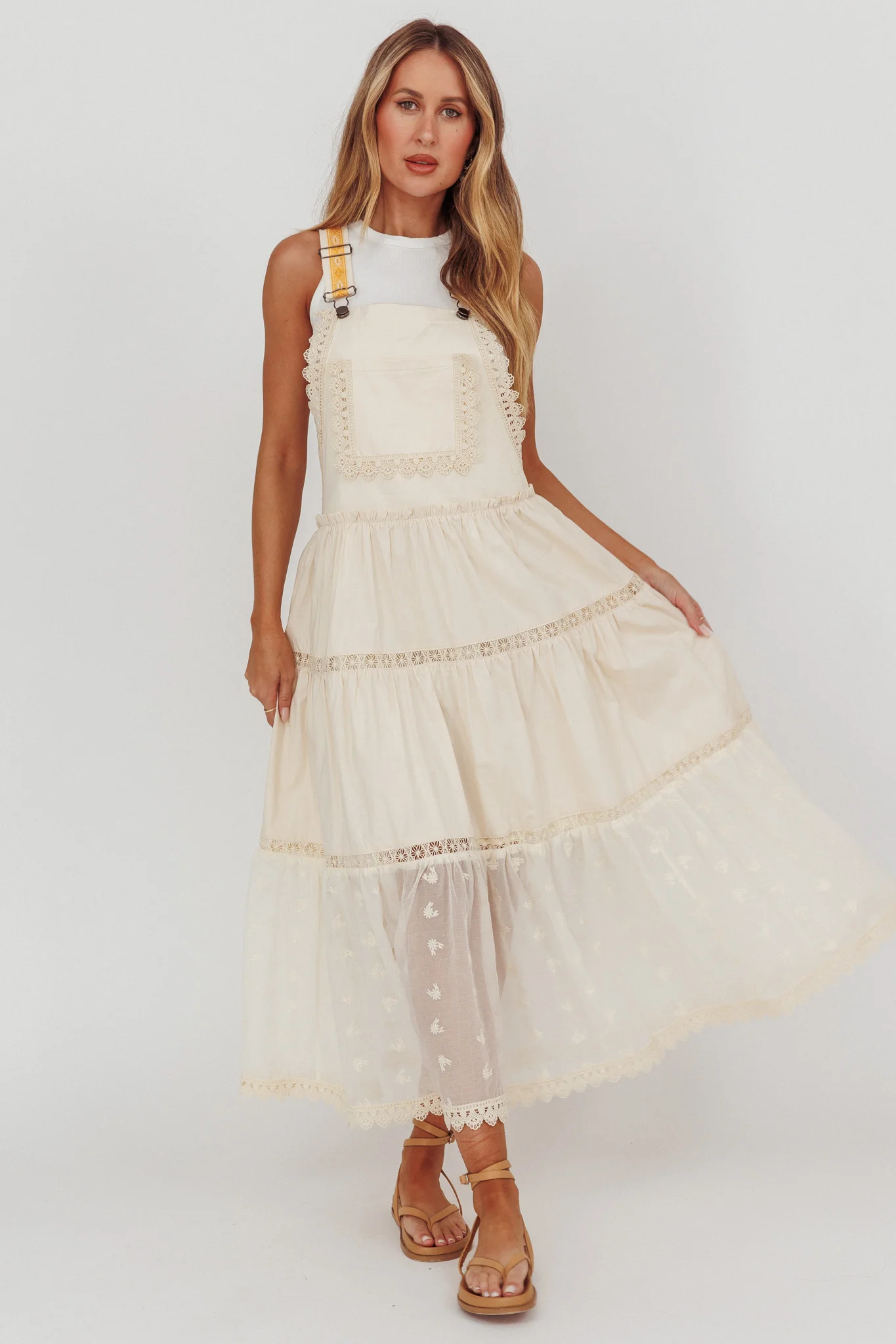 Odeyah Lace Trim Overall Dress Champagne - Image 3