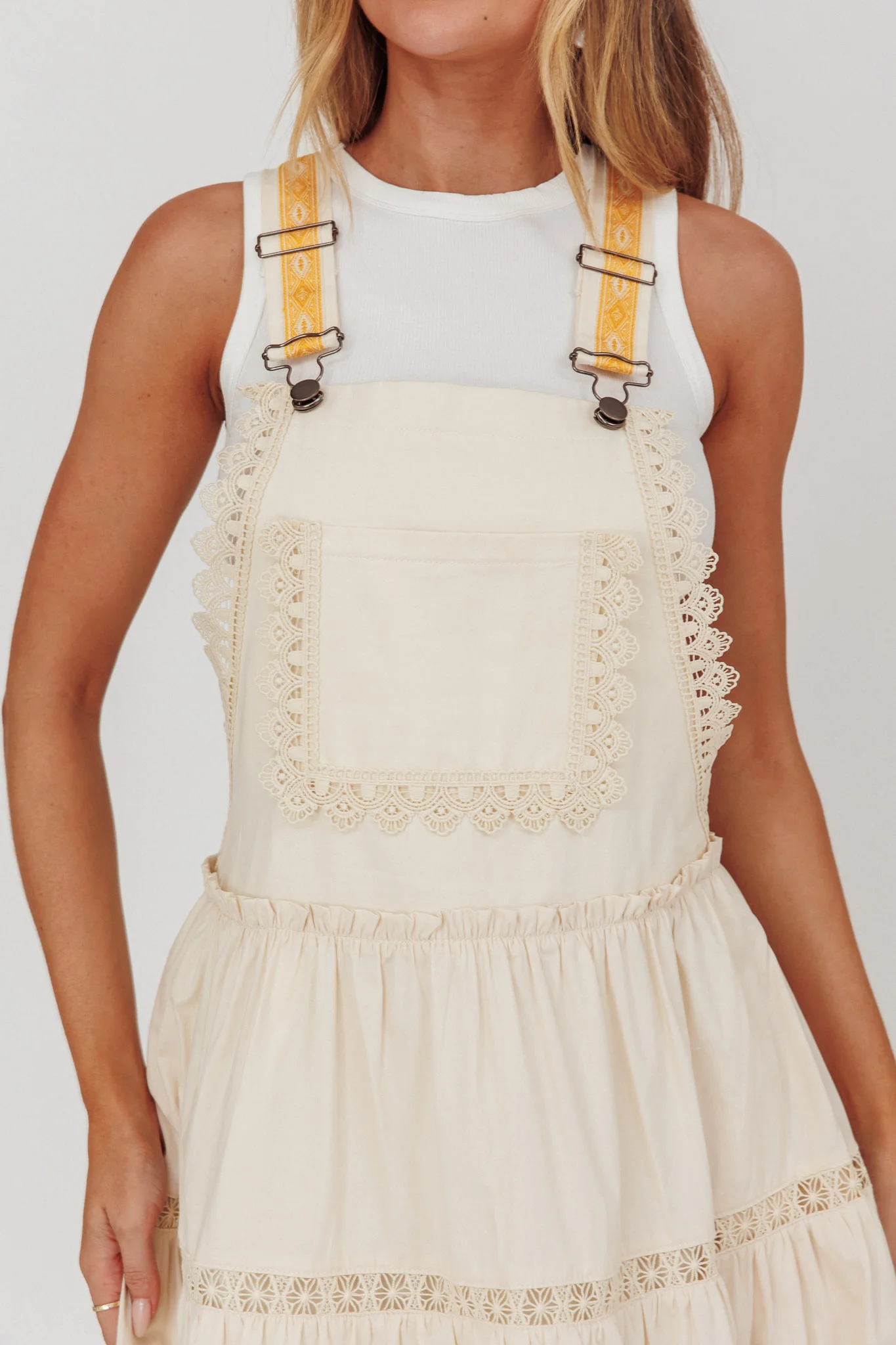 Odeyah Lace Trim Overall Dress Champagne - Image 4