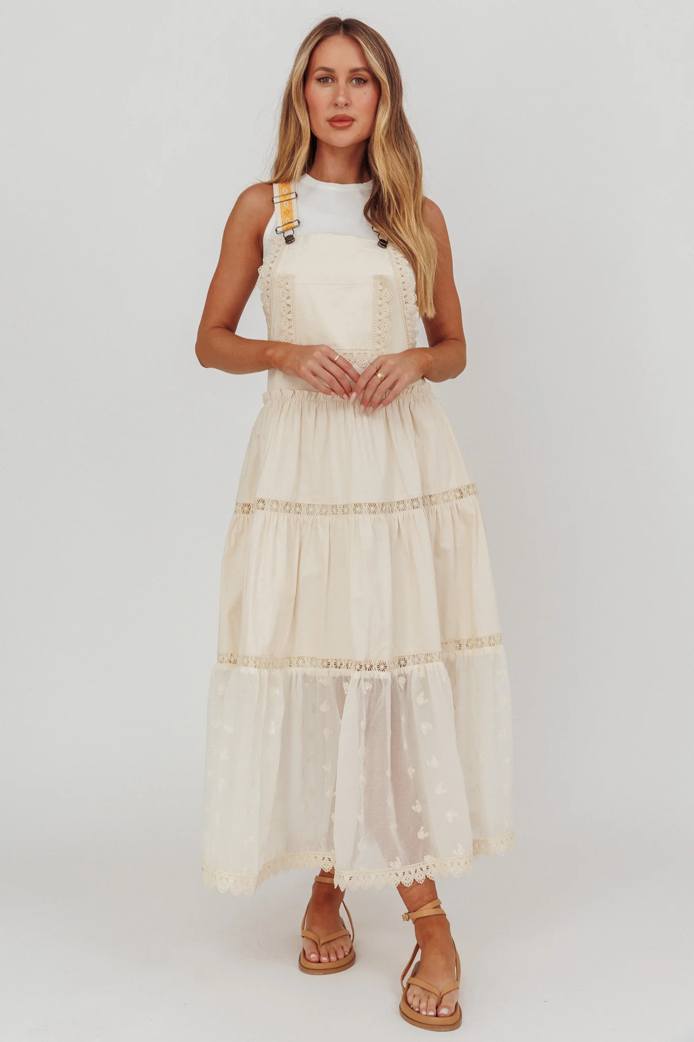 Odeyah Lace Trim Overall Dress Champagne - Image 5
