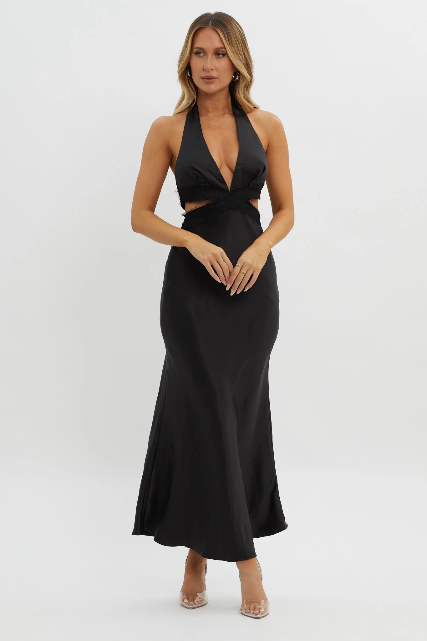 Of Your Dreams Cut-Out Halter Dress Black - Image 4