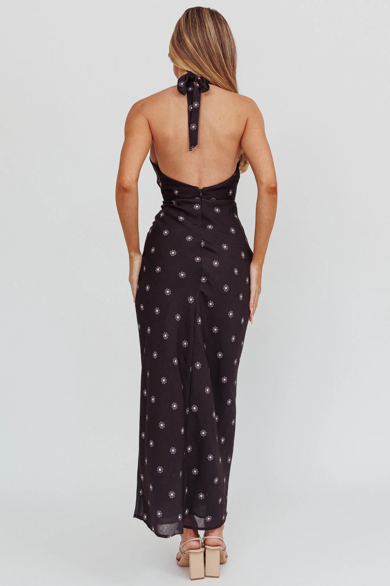 Of Your Dreams Plunging Halter Dress Black - Image 2