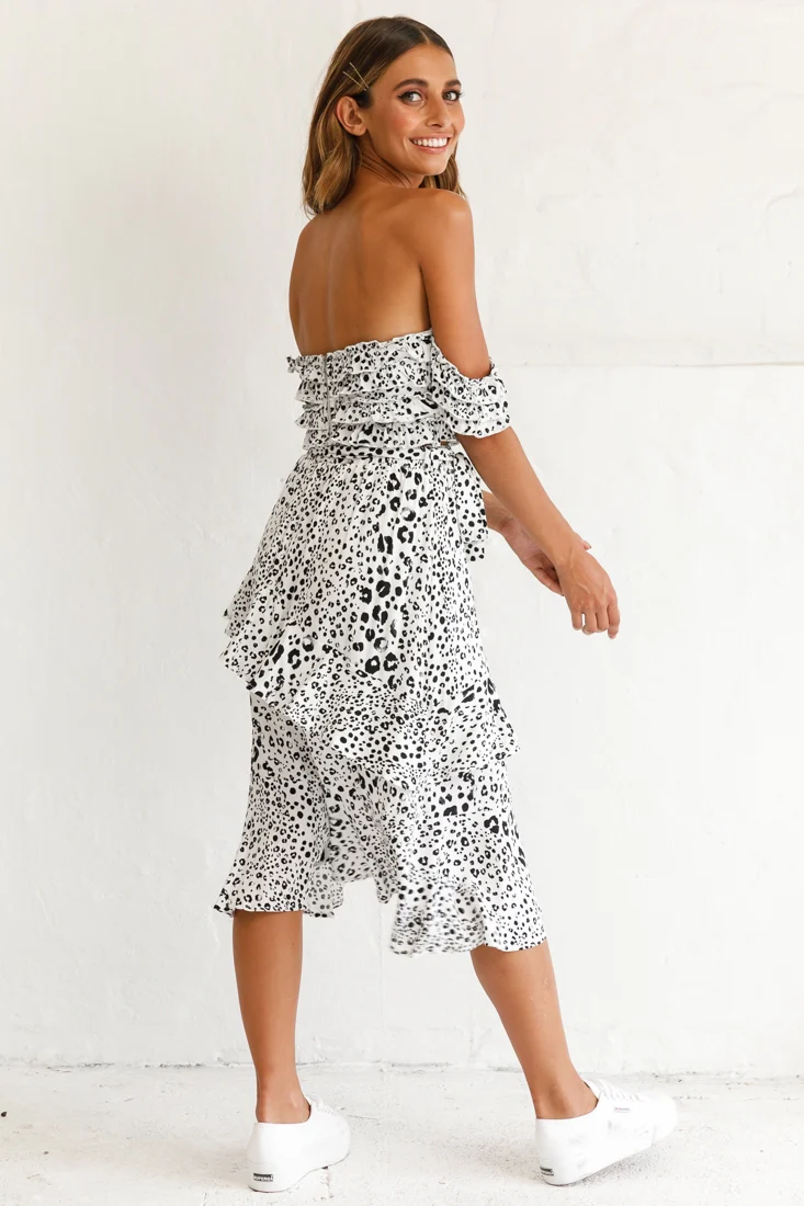 Ojai Midi Skirt White Leopard Print - Image 3